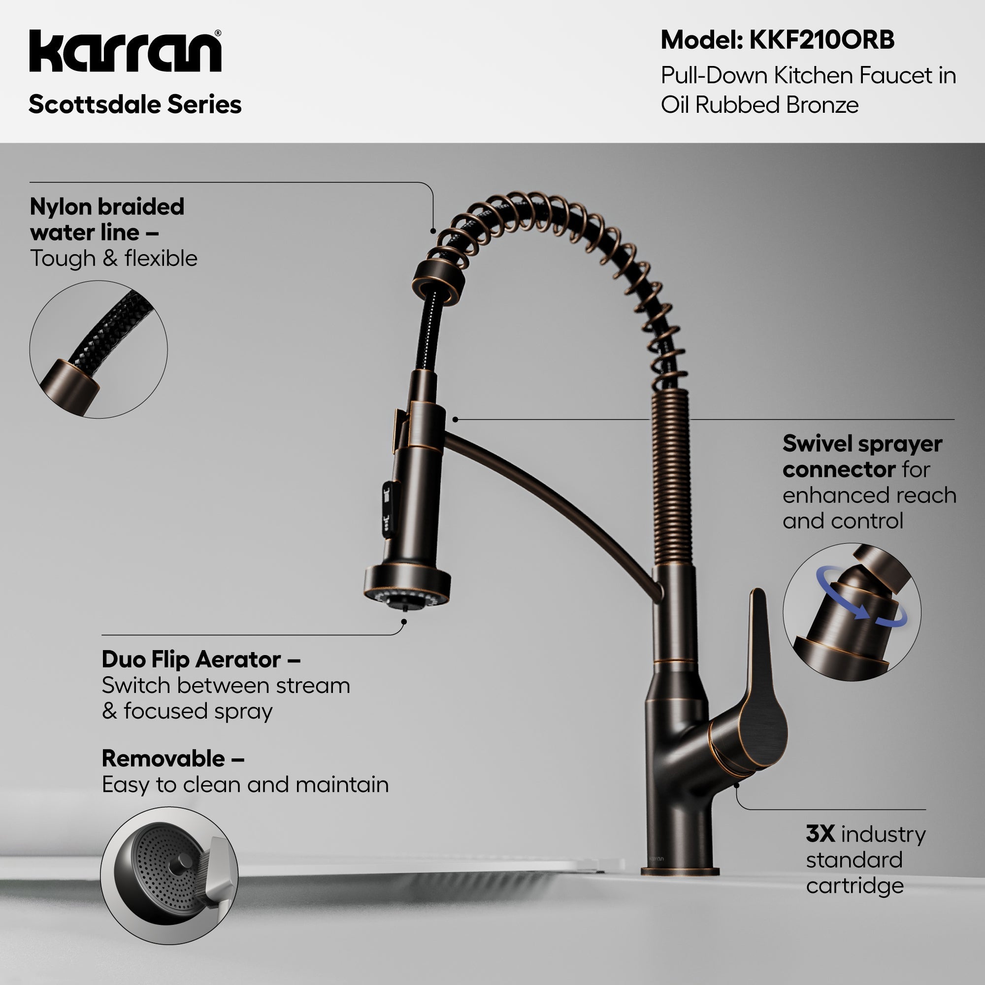 Scottsdale Single Hole Single Handle Pull-Down Sprayer Kitchen Faucet In Oil-Rubbed Bronze