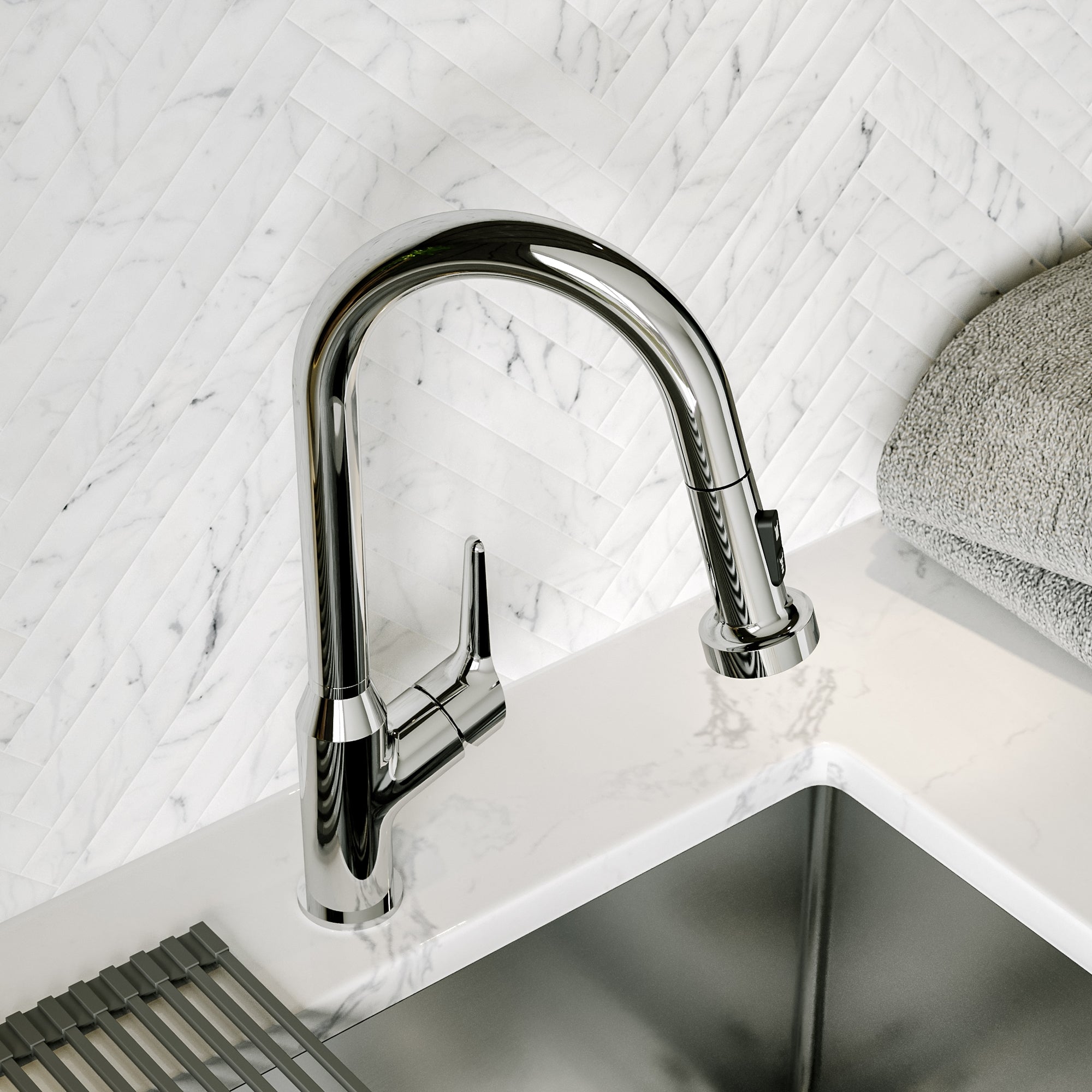 Scottsdale Single Handle Pull-Down Sprayer Kitchen Faucet In Chrome