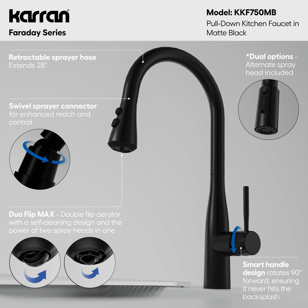 Faraday Pull-Down Sprayer Kitchen Faucet In Matte Black