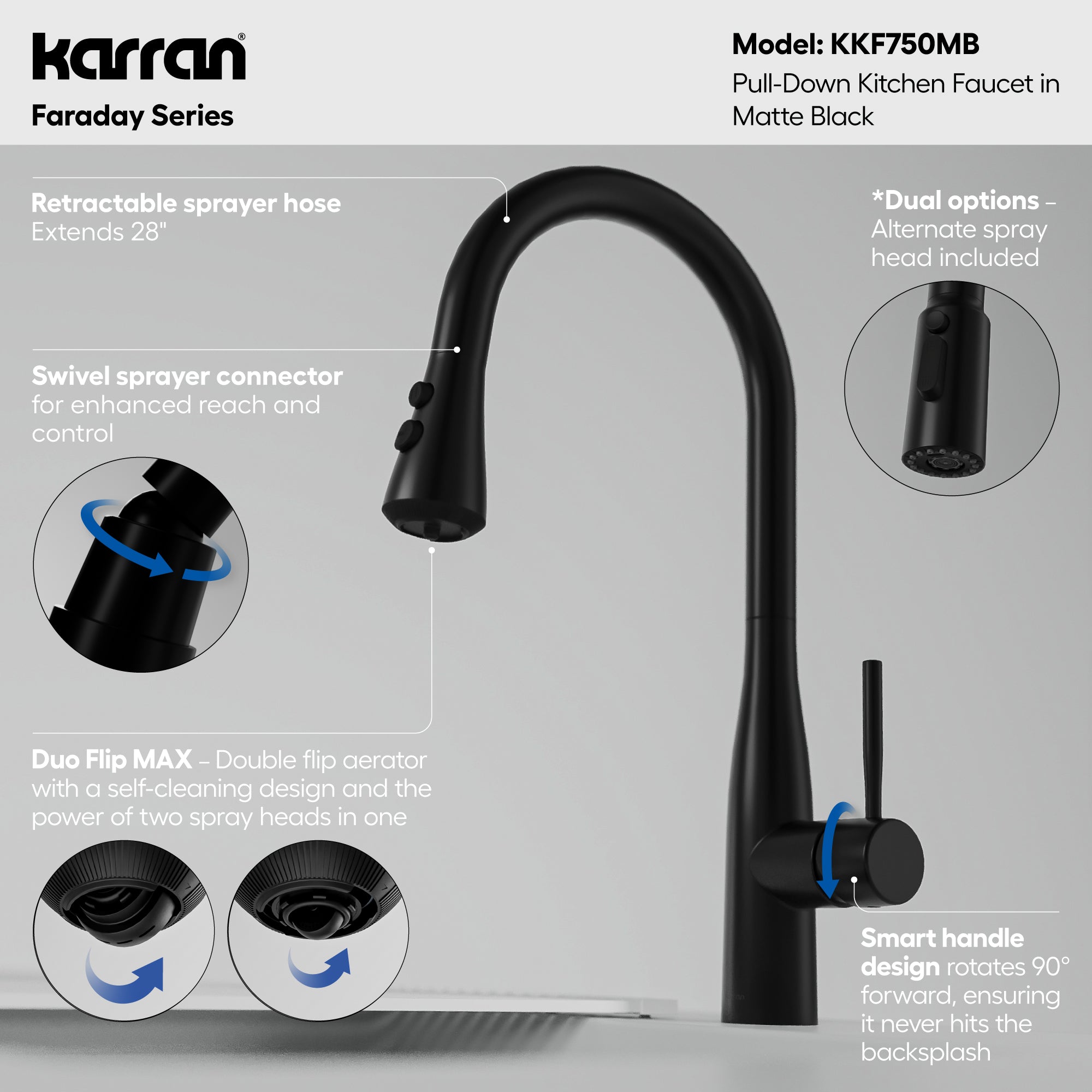 Faraday Pull-Down Sprayer Kitchen Faucet In Matte Black