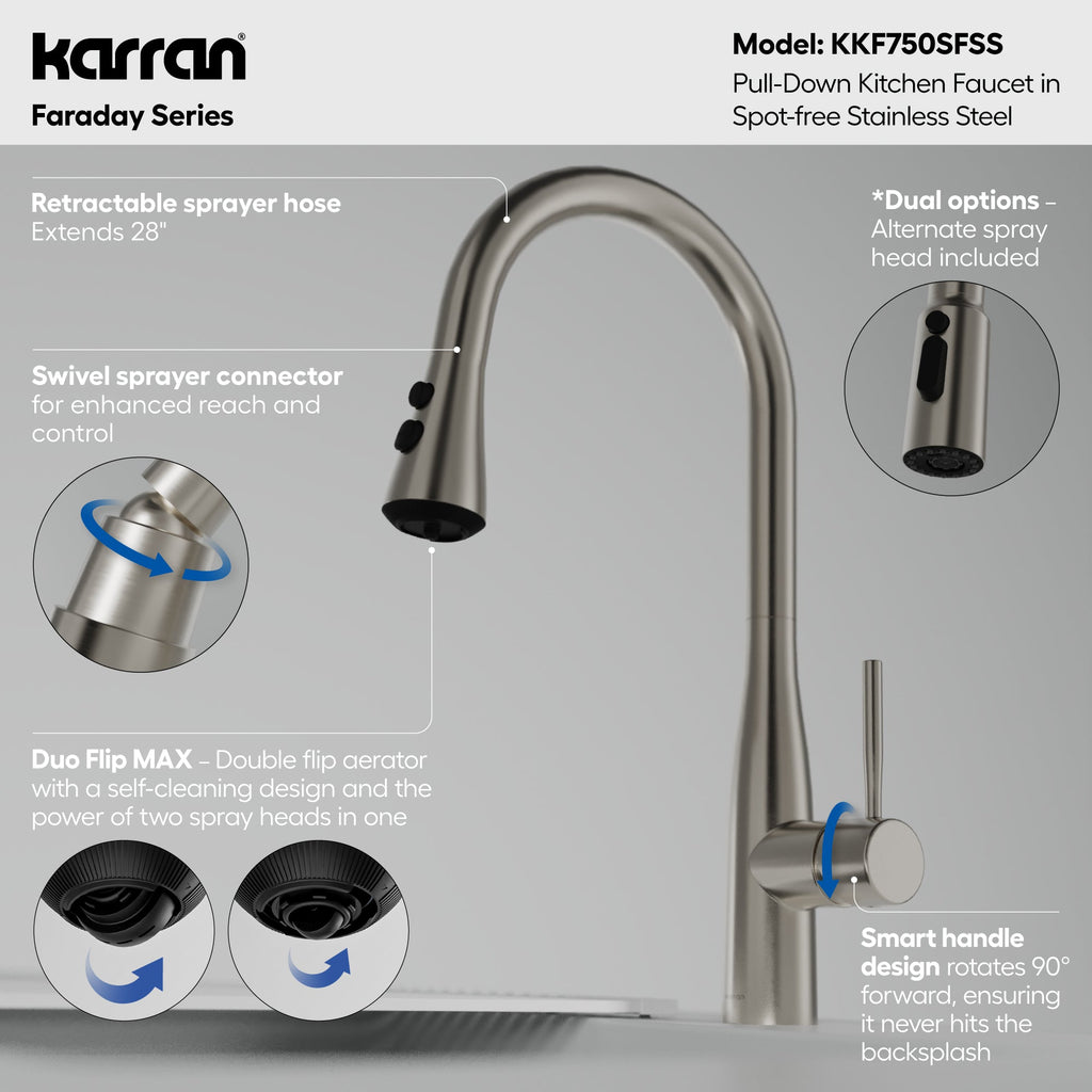 Faraday Pull-Down Sprayer Kitchen Faucet In Spot-Free Stainless Steel