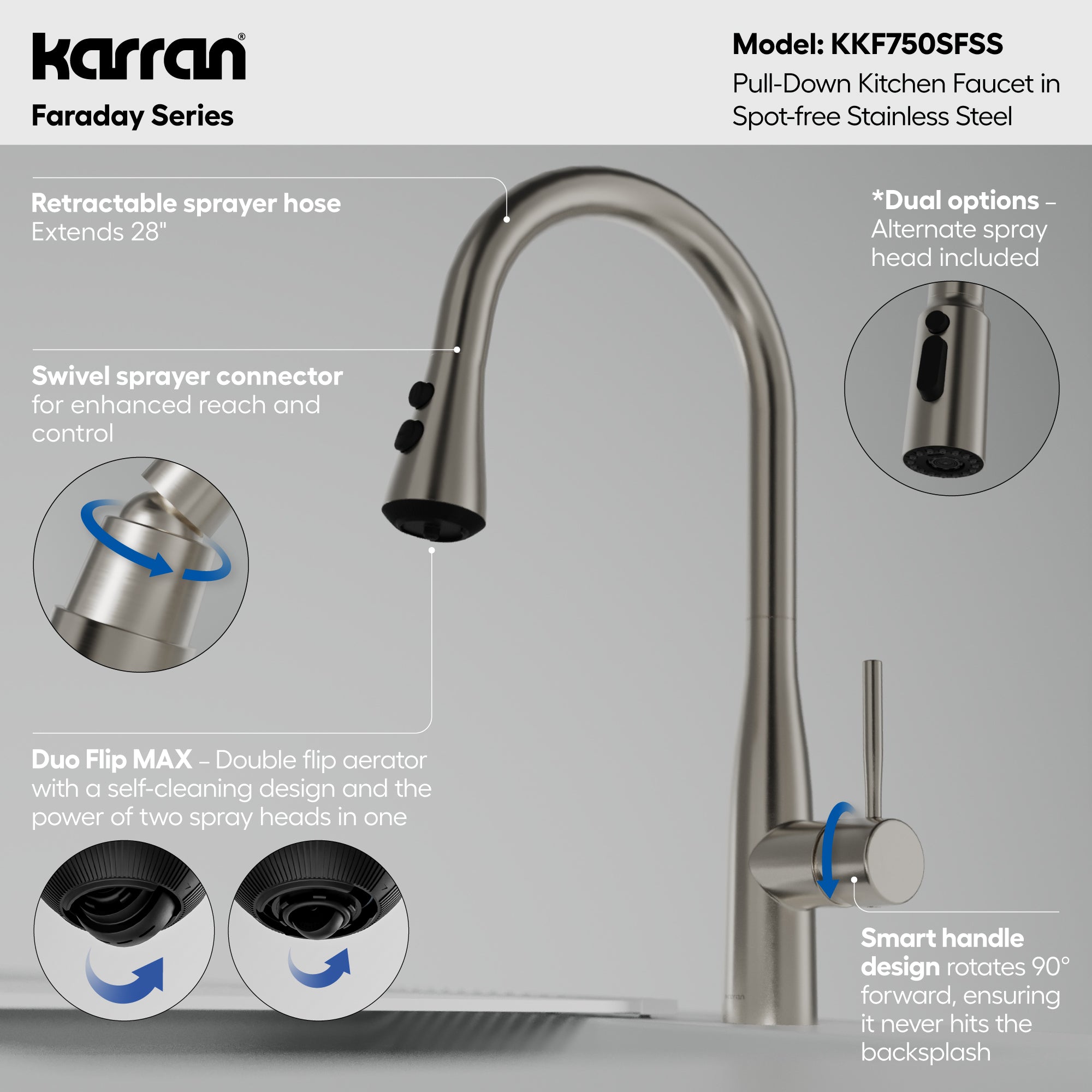 Faraday Pull-Down Sprayer Kitchen Faucet In Spot-Free Stainless Steel