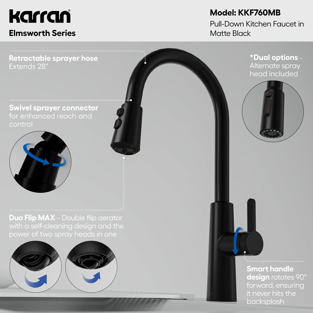 Elmsworth Pull-Down Sprayer Kitchen Faucet In Matte Black