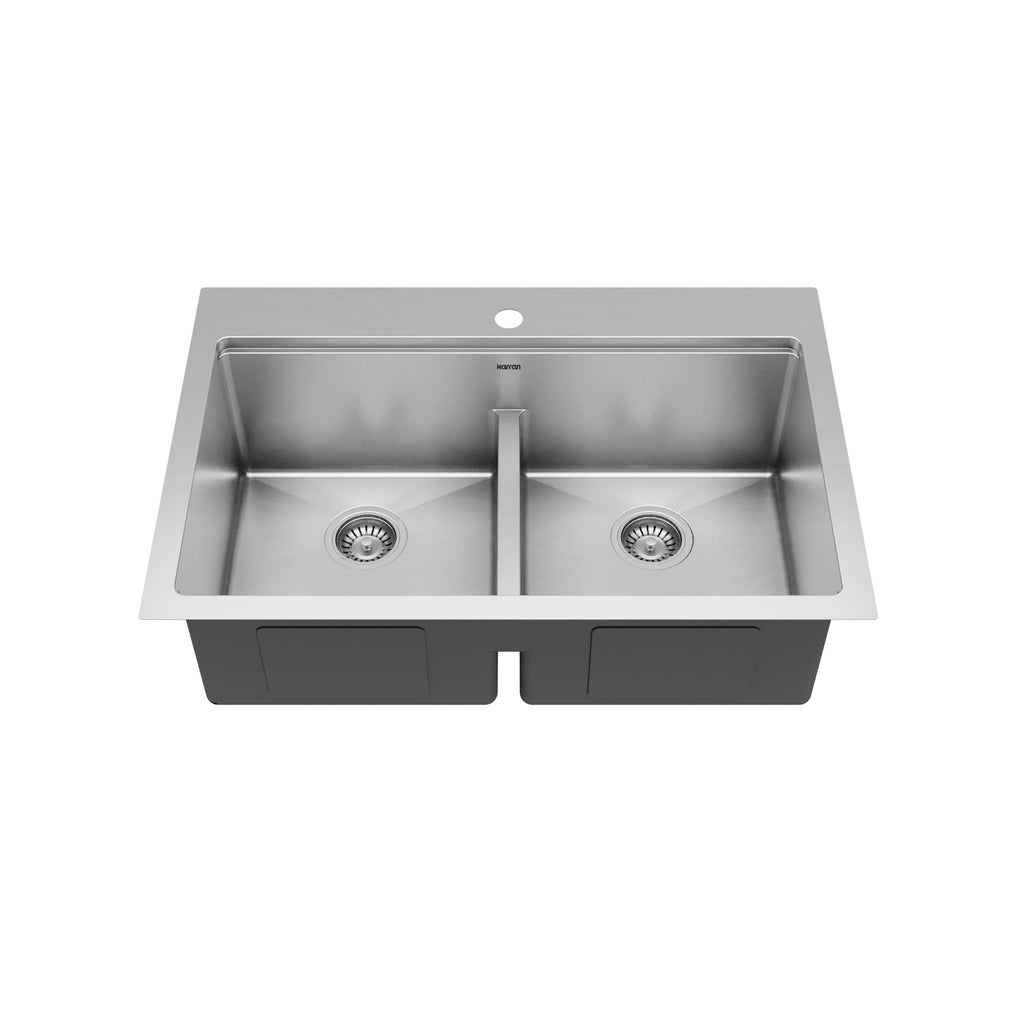 33" Top Mount Double Equal Bowl Stainless Steel Workstation Kitchen Sink