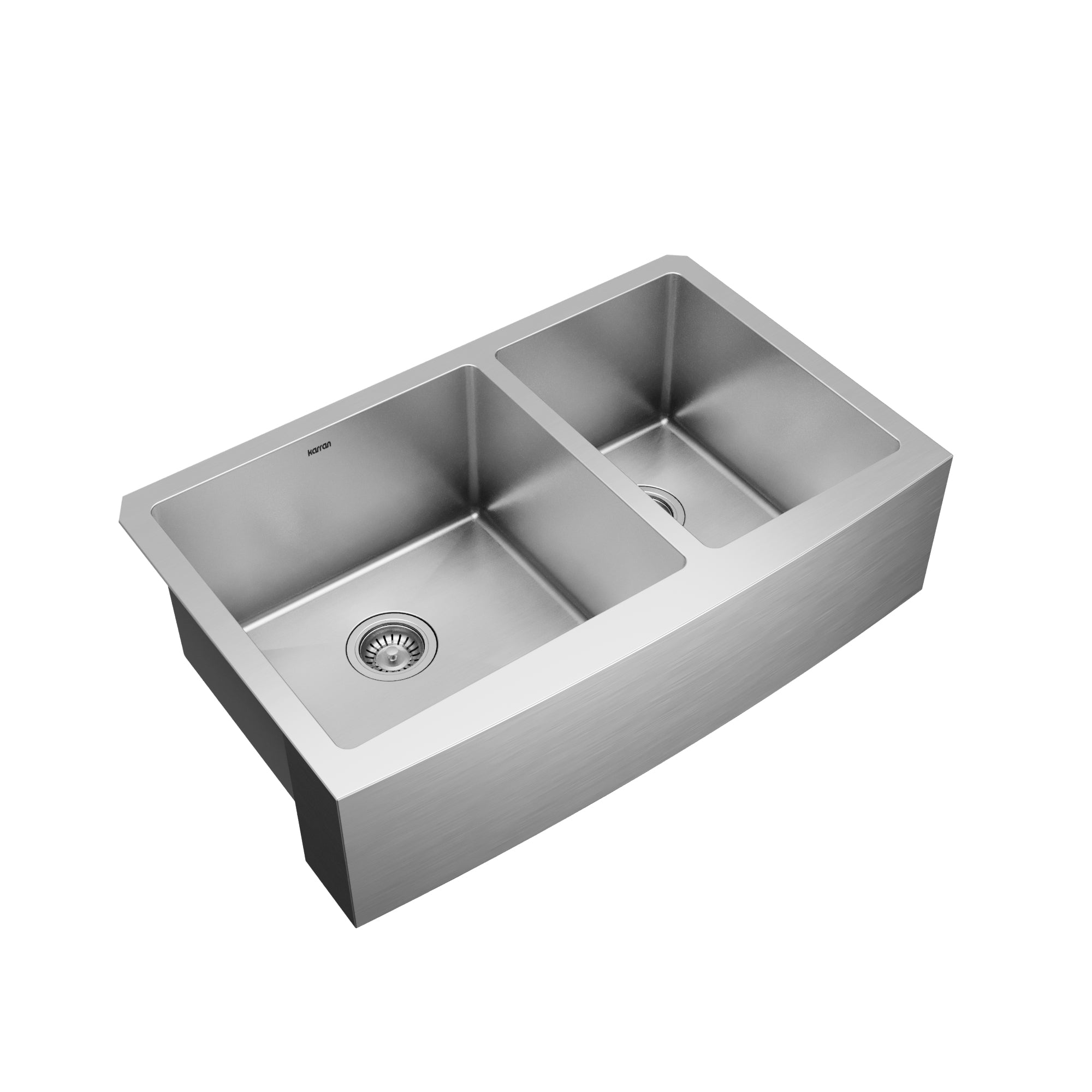 Elite 33" Apron Front 16 Gauge Double Offset Bowl Stainless Steel Kitchen Sink with Accessories