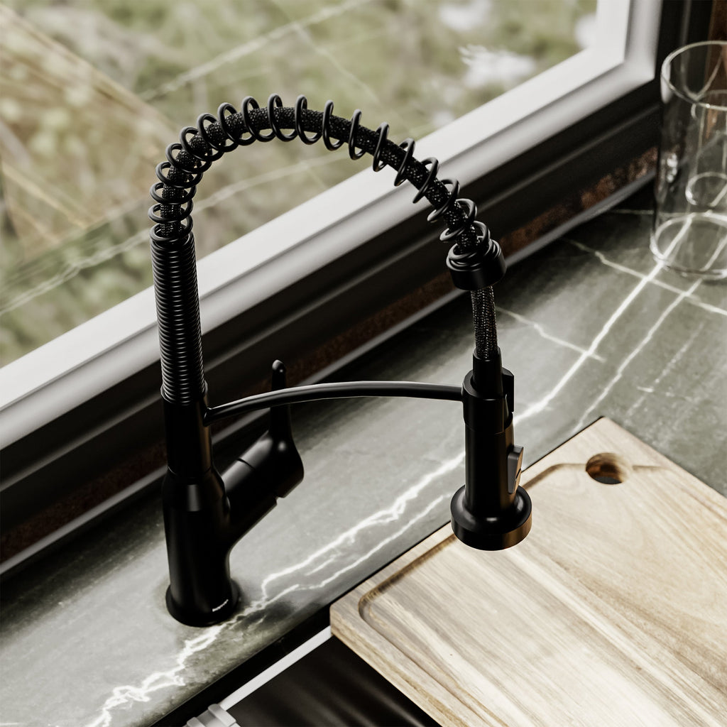 Scottsdale Single Hole Single Handle Pull-Down Sprayer Kitchen Faucet In Matte Black
