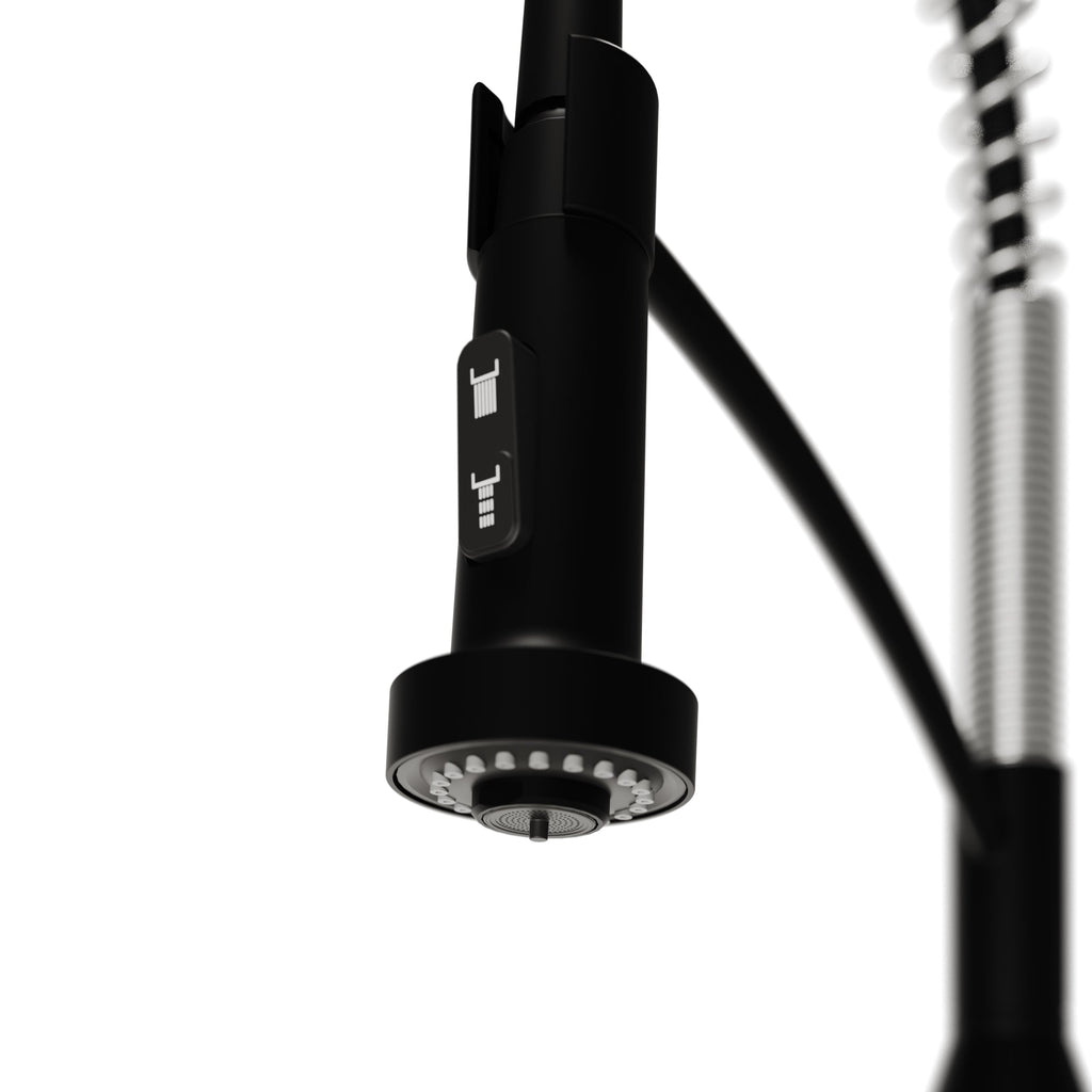 Scottsdale Single Handle Pull-Down Sprayer Commercial Style Kitchen Faucet In Matte Black / Spot-Free Stainless Steel