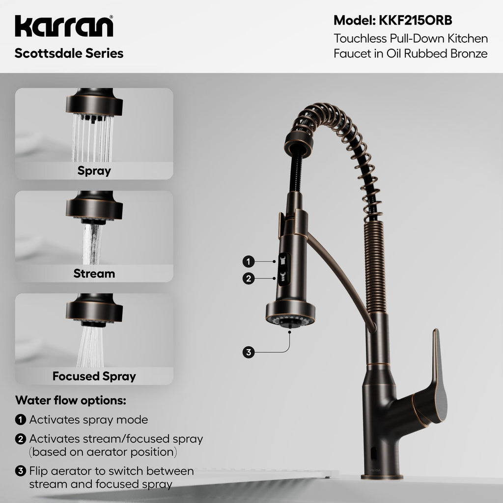 Scottsdale Single Handle Pull-Down Sprayer Touchless Kitchen Faucet In Oil-Rubbed Bronze