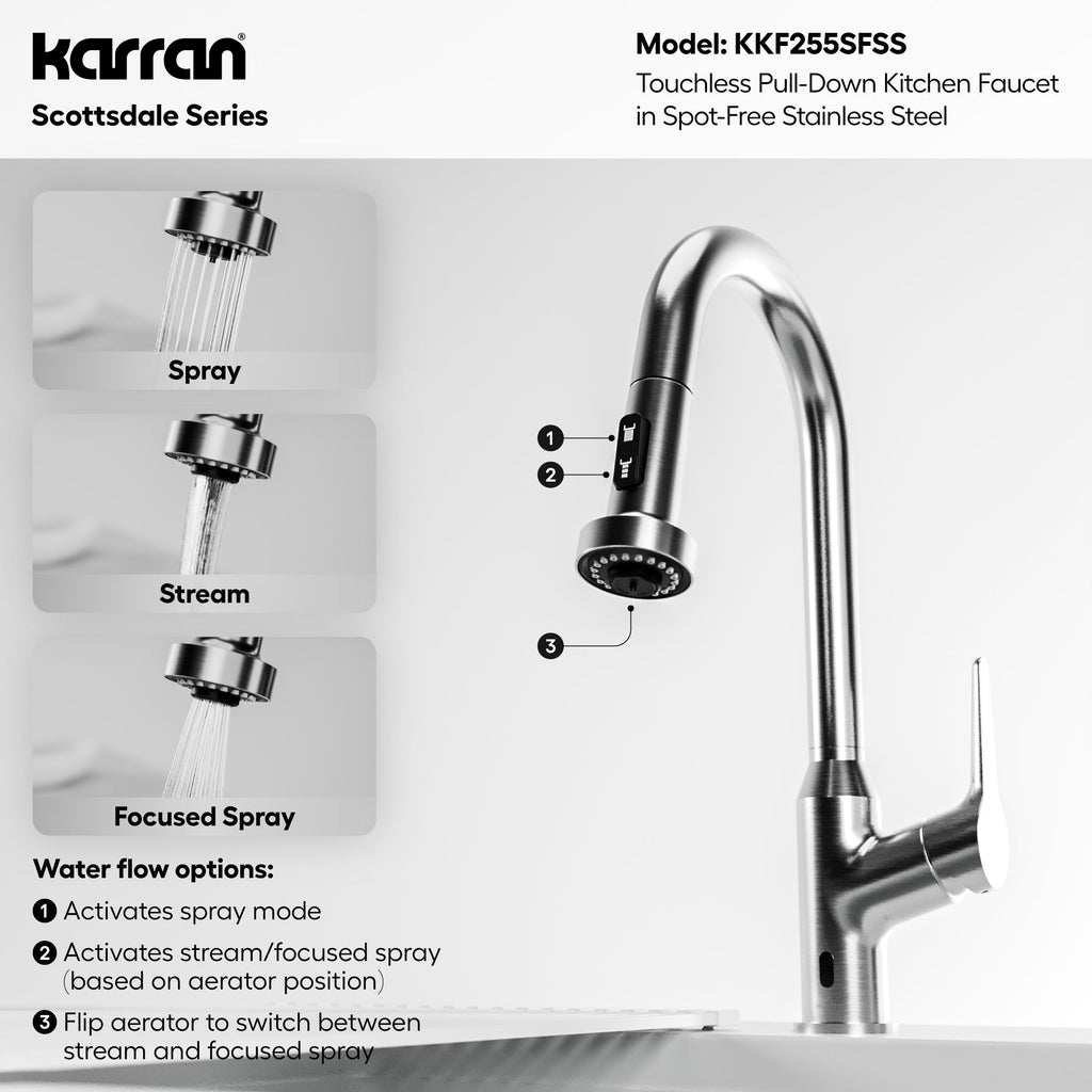 Scottsdale Single Handle Pull-Down Sprayer Kitchen Faucet In Spot-Free Stainless Steel