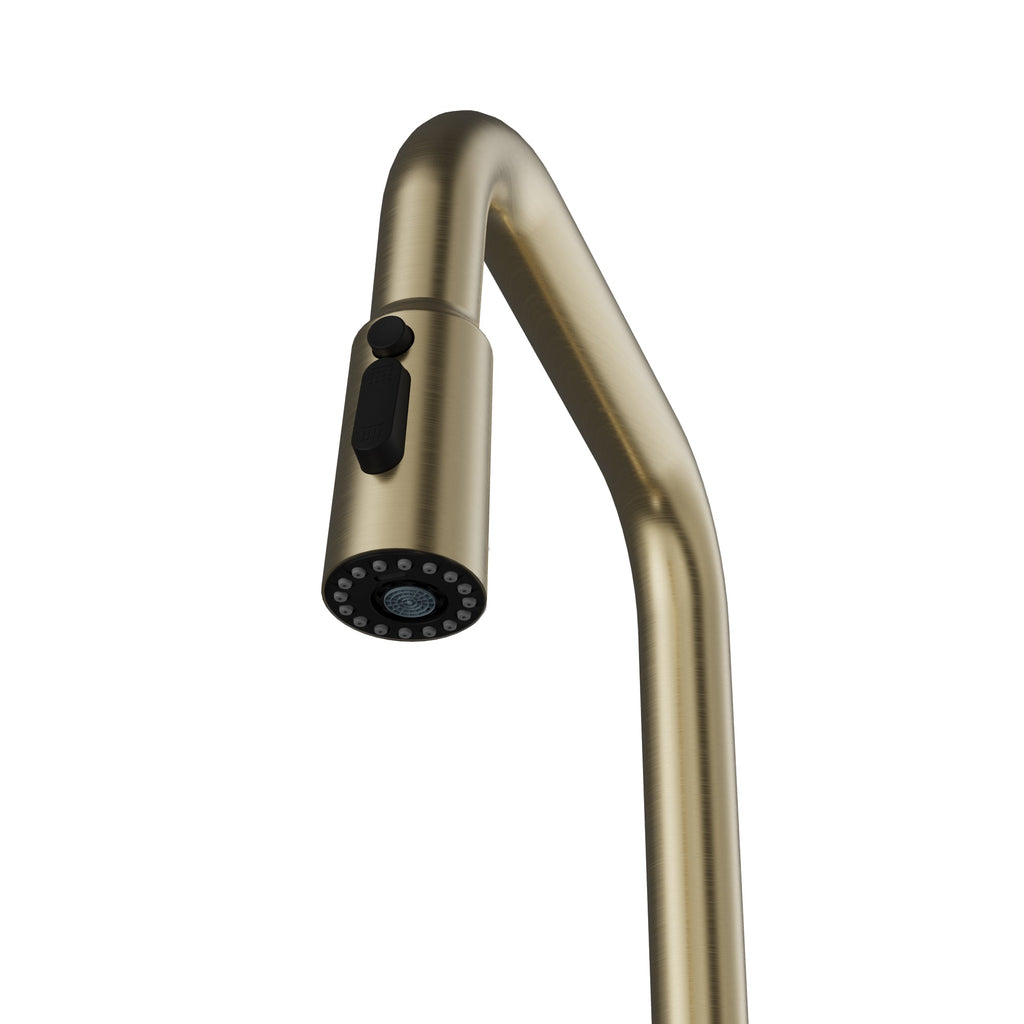 Stalbridge Single Handle Pull-Down Sprayer Kitchen Faucet In Spot-Free Champagne Bronze