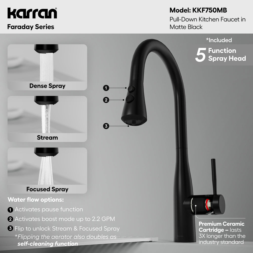 Faraday Pull-Down Sprayer Kitchen Faucet In Matte Black