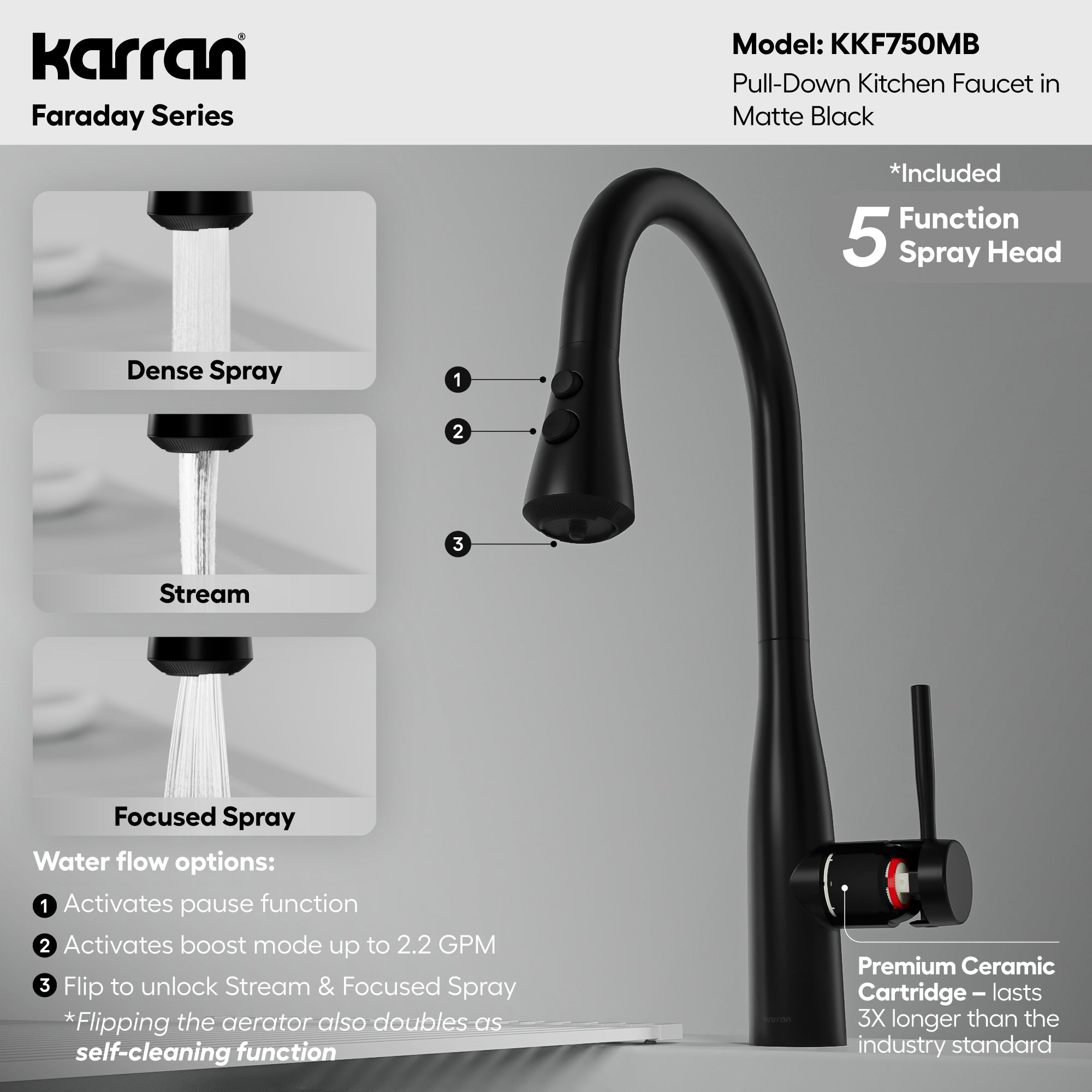 Faraday Pull-Down Sprayer Kitchen Faucet In Matte Black