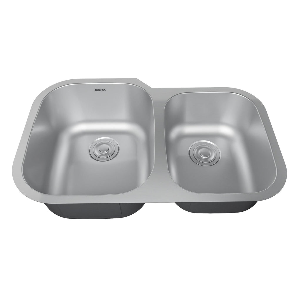 Profile 31" Undermount 18 Gauge Double Offset Bowl Stainless Steel Kitchen Sink with Accessories