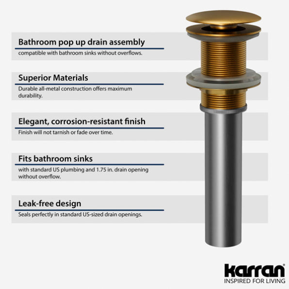 Pop-Up Bathroom Sink Drain In Gold