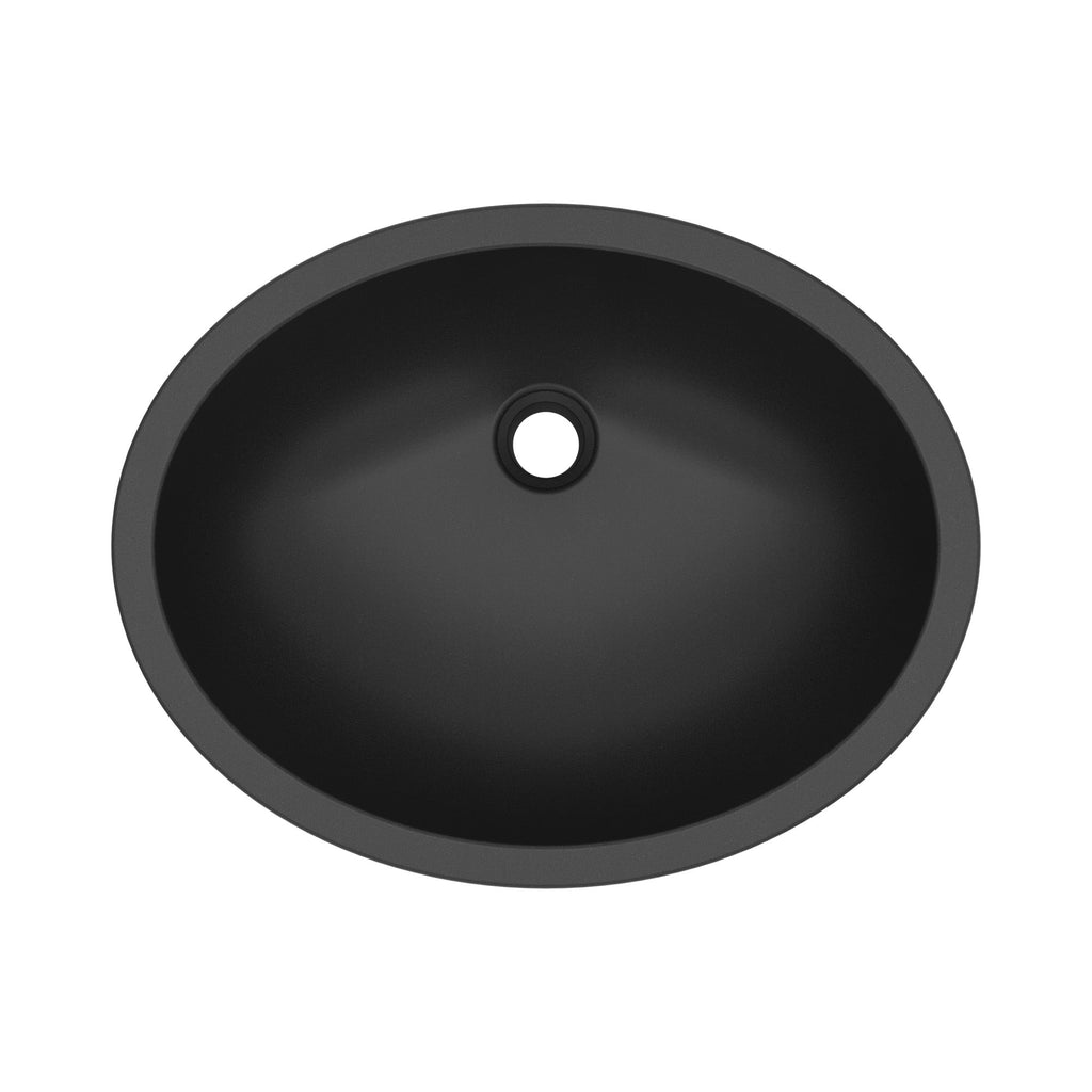 19" Seamless Undermount Quartz Composite Bathroom Sink In Black