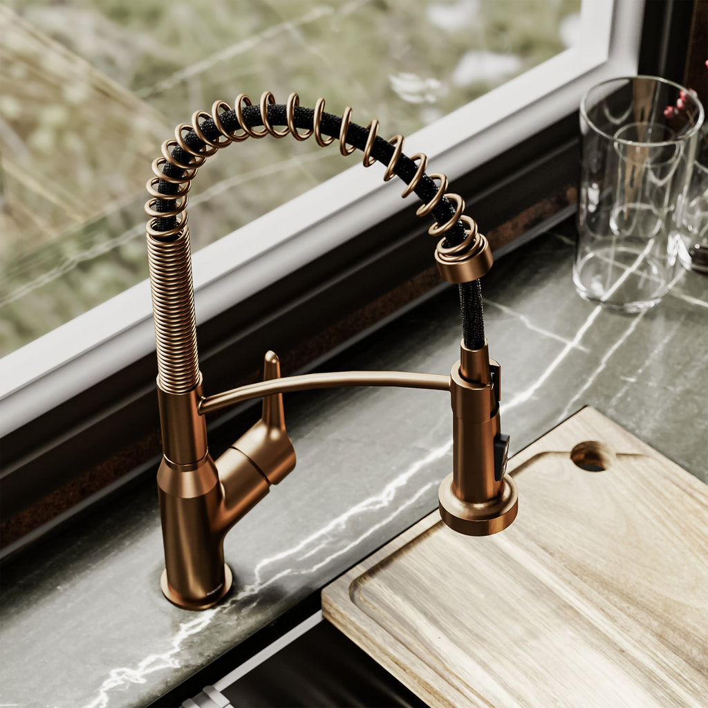 Scottsdale Single Hole Single Handle Pull-Down Sprayer Kitchen Faucet In Brushed Copper