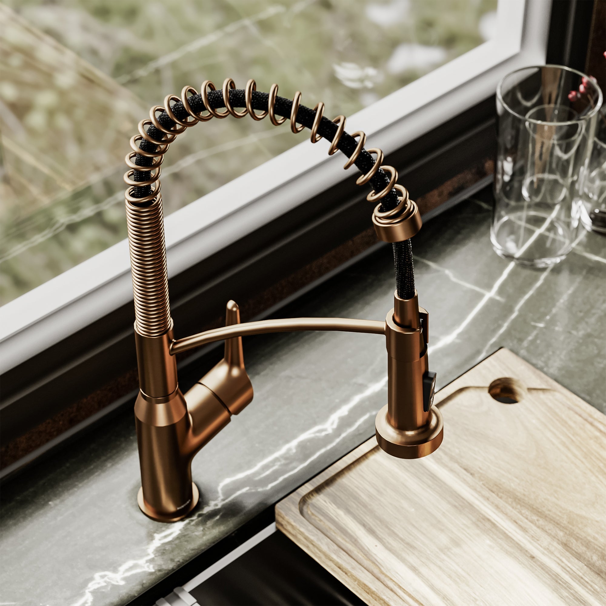 Scottsdale Single Hole Single Handle Pull-Down Sprayer Kitchen Faucet In Brushed Copper