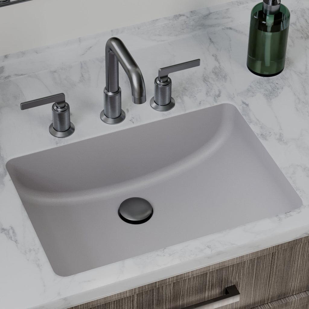20" Seamless Undermount Quartz Composite Bathroom Sink In Grey