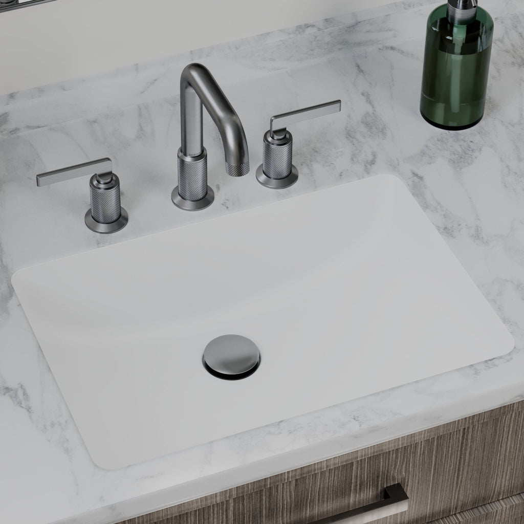 20" Seamless Undermount Quartz Composite Bathroom Sink In White