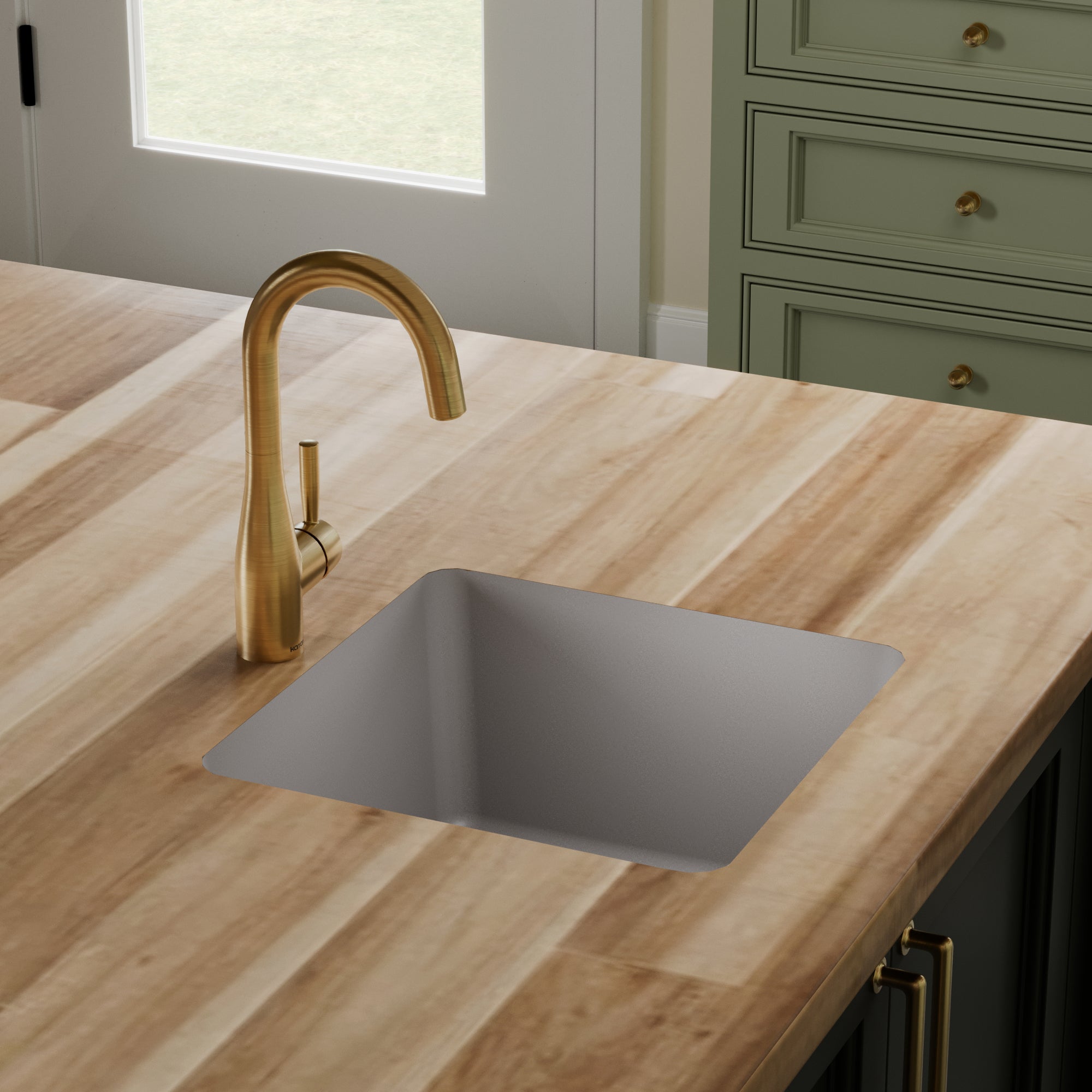 16-5/8" Seamless Undermount Quartz Composite Bar/Prep Sink In Grey