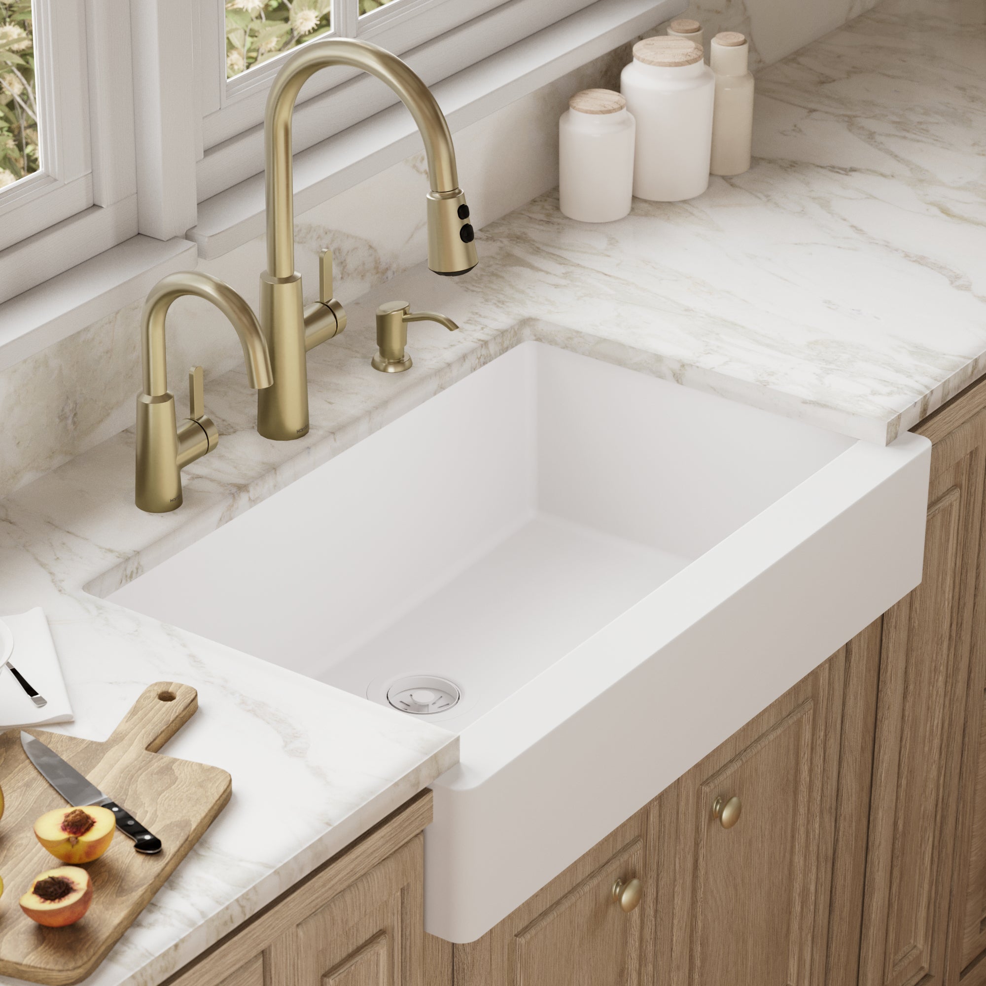 34" Retrofit Farmhouse Large Single Bowl Quartz Composite Kitchen Sink In White