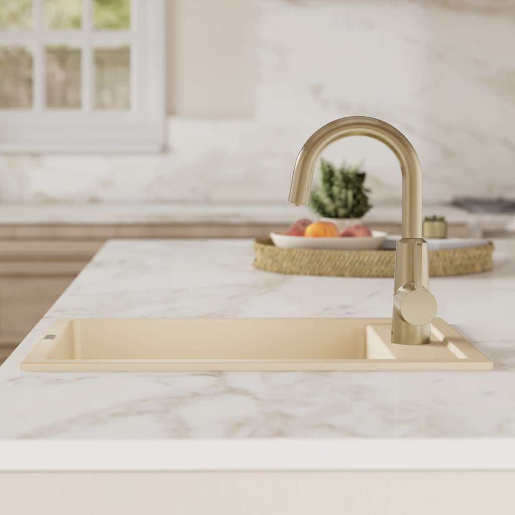 15-3/4" Top Mount Quartz Composite Bar/Prep Sink In Bisque