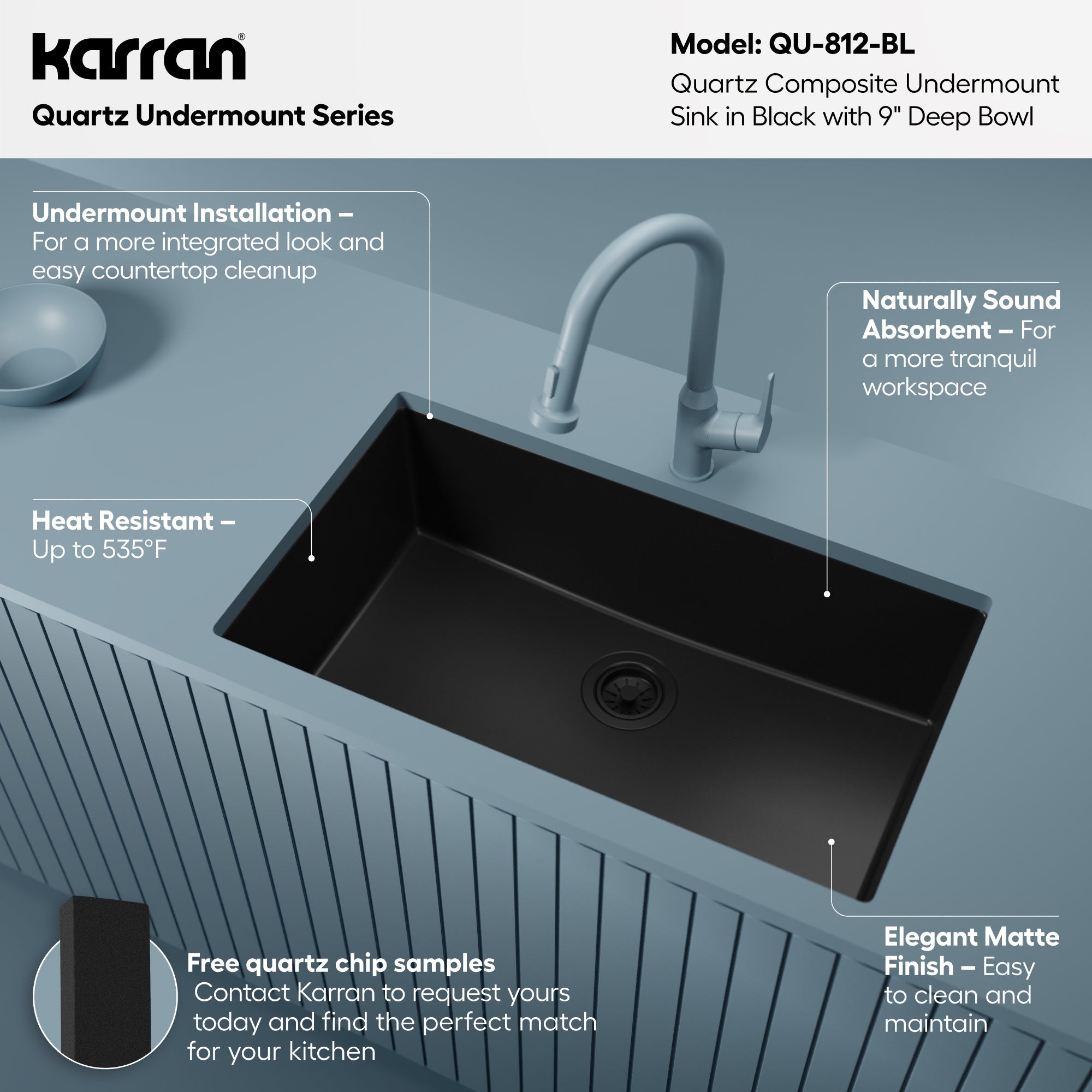 32-3/8" Undermount Large Single Bowl Quartz Composite Kitchen Sink In Black