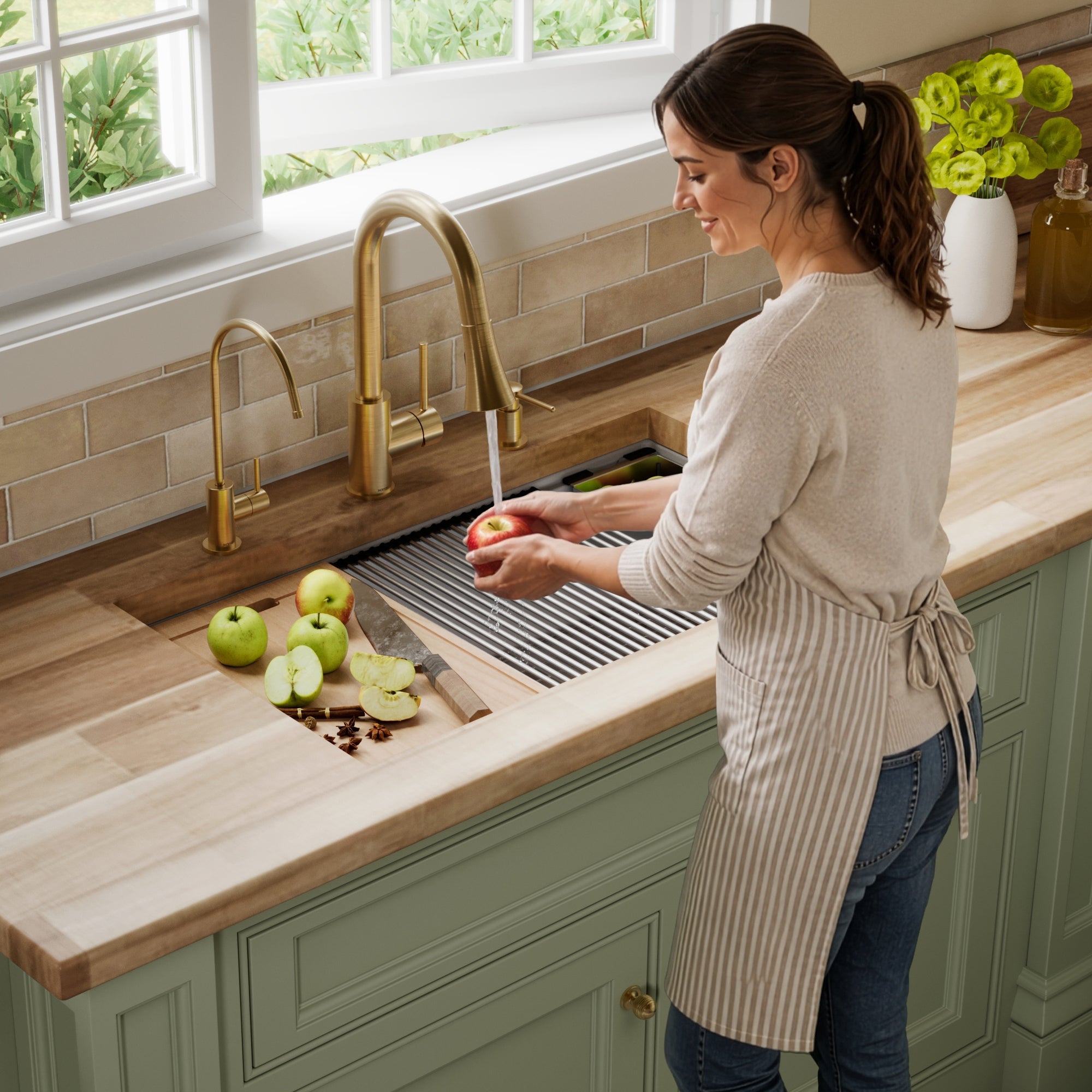 32" Undermount Large Single Bowl Quartz Composite Workstation Kitchen Sink In Grey