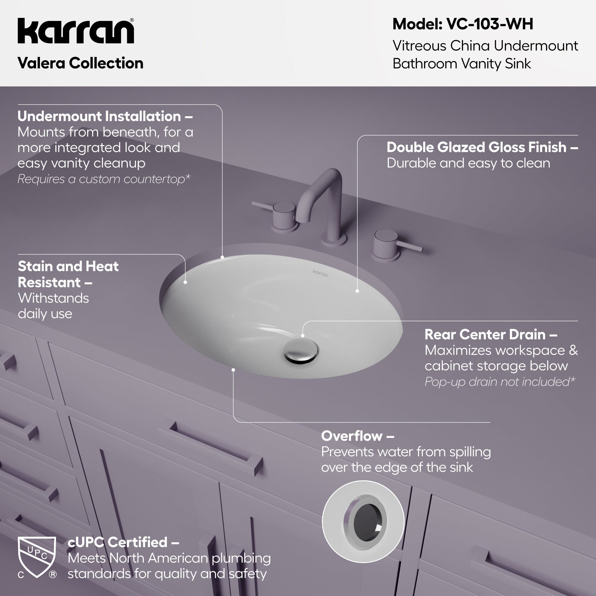 Valera 18" Oval Undermount Vitreous China Bathroom Sink In White
