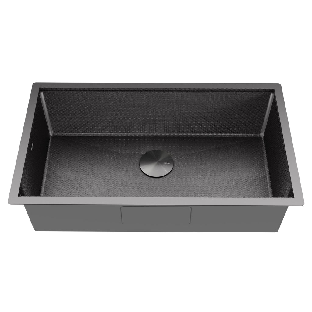 Matrix 32" Undermount Workstation 16 Gauge Single Bowl Stainless Steel Kitchen Sink In Gunmetal Grey with Accessories