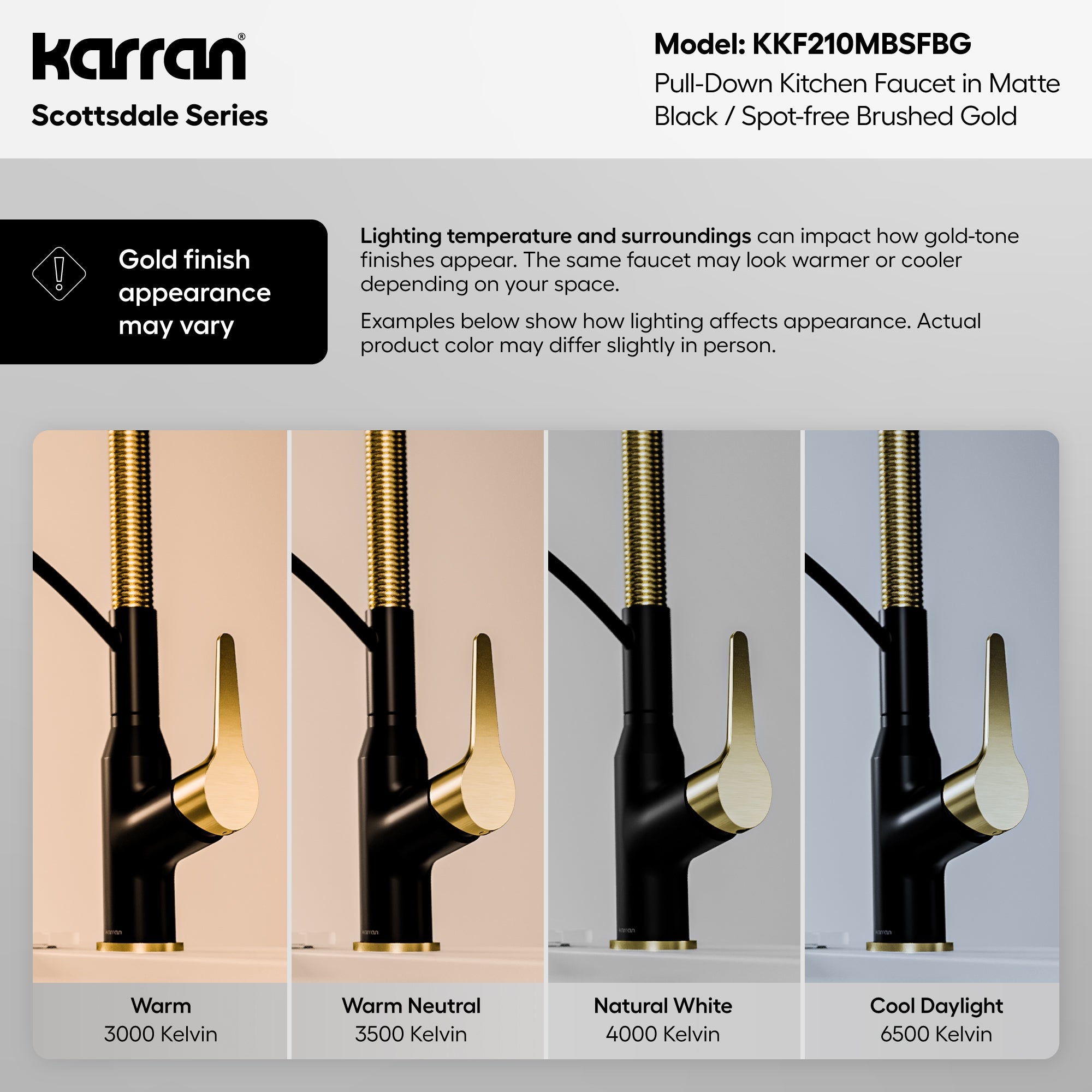 Scottsdale Single Handle Pull-Down Sprayer Commercial Style Kitchen Faucet In Matte Black / Spot-Free Brushed Gold