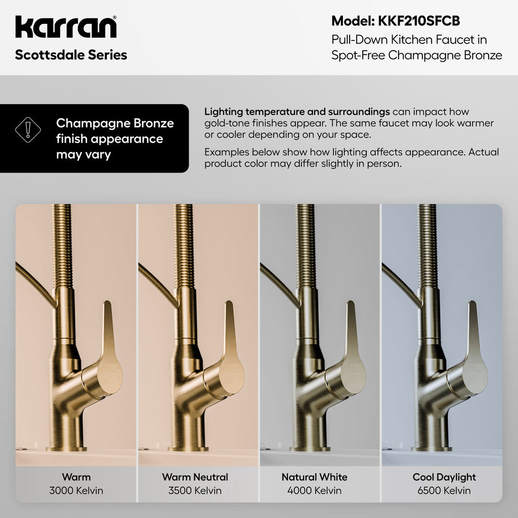 Scottsdale Single Handle Pull-Down Sprayer Commercial Style Kitchen Faucet In Spot-Free Champagne Bronze