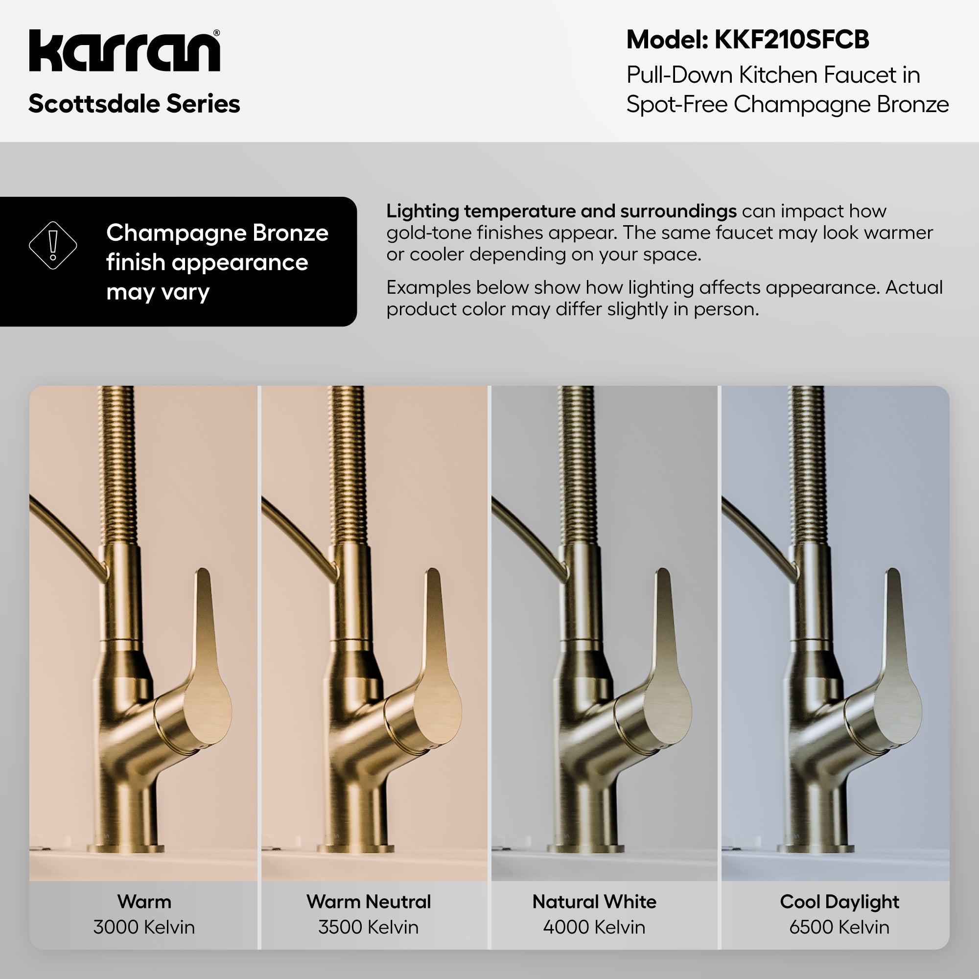 Scottsdale Single Handle Pull-Down Sprayer Commercial Style Kitchen Faucet In Spot-Free Champagne Bronze