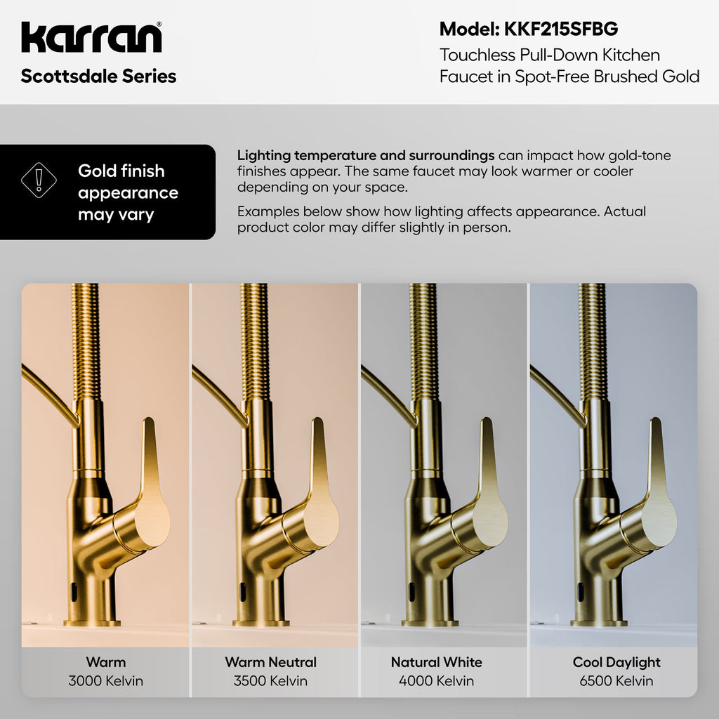 Scottsdale Single Handle Pull-Down Sprayer Touchless Kitchen Faucet In Spot-Free Brushed Gold