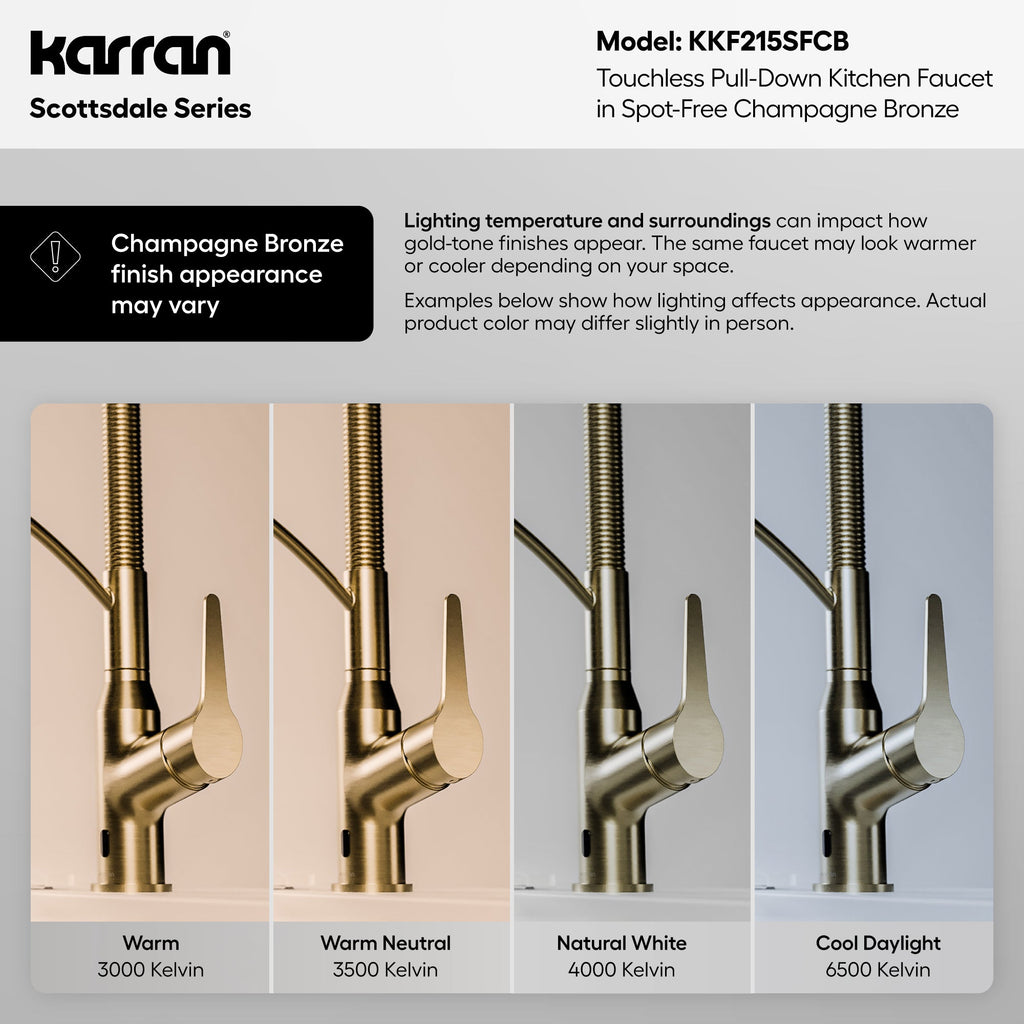 Scottsdale Single Handle Pull-Down Sprayer Touchless Kitchen Faucet In Spot-Free Champagne Bronze