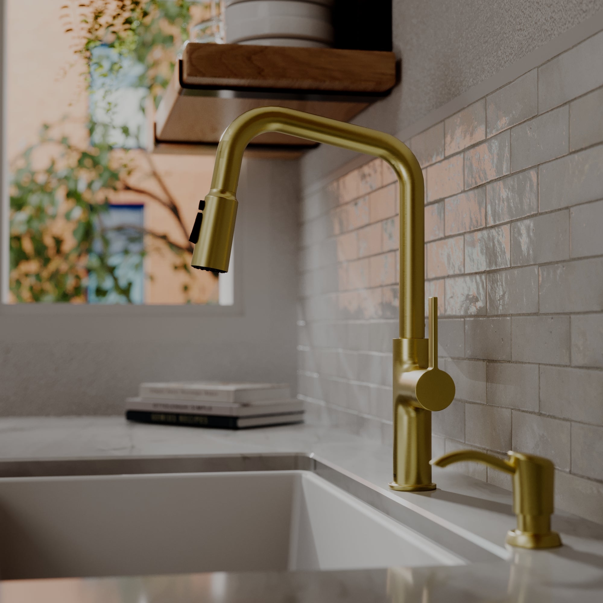 Stalbridge Single Handle Pull-Down Sprayer Kitchen Faucet In Spot-Free Brushed Gold