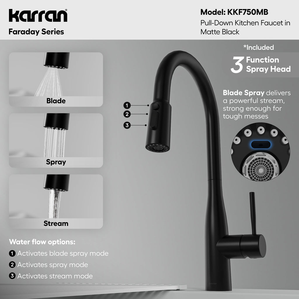 Faraday Pull-Down Sprayer Kitchen Faucet In Matte Black