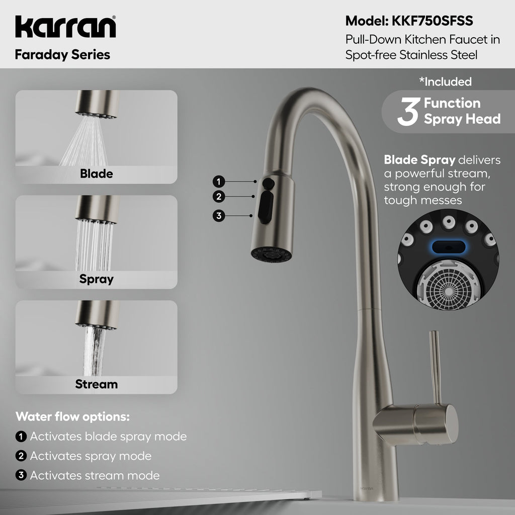Faraday Pull-Down Sprayer Kitchen Faucet In Spot-Free Stainless Steel