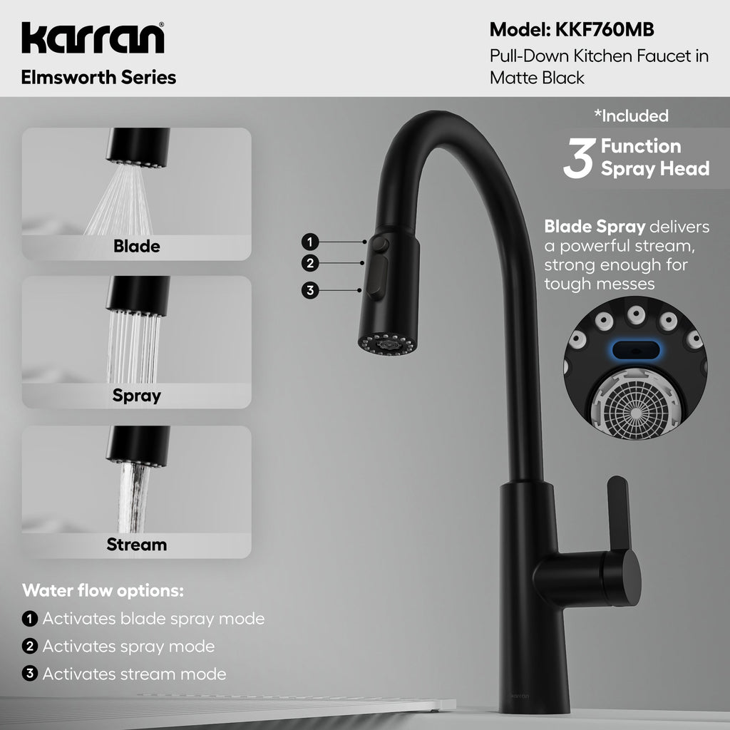 Elmsworth Pull-Down Sprayer Kitchen Faucet In Matte Black