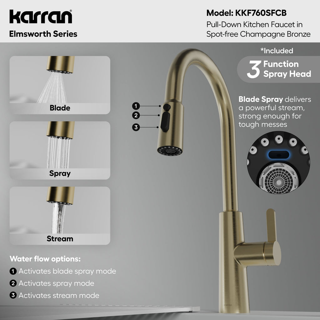 Elmsworth Pull-Down Sprayer Kitchen Faucet In Spot-Free Champagne Bronze