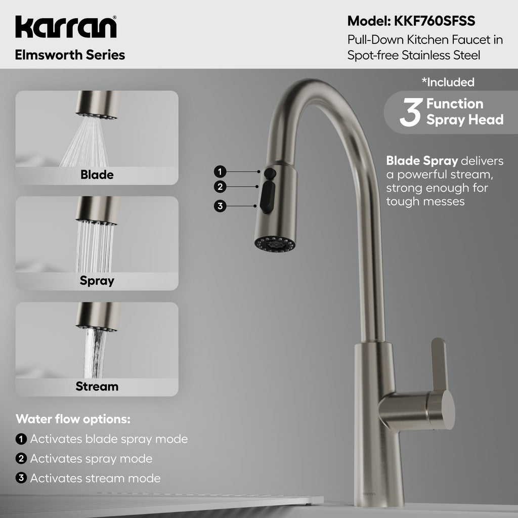 Elmsworth Pull-Down Sprayer Kitchen Faucet In Spot-Free Stainless Steel