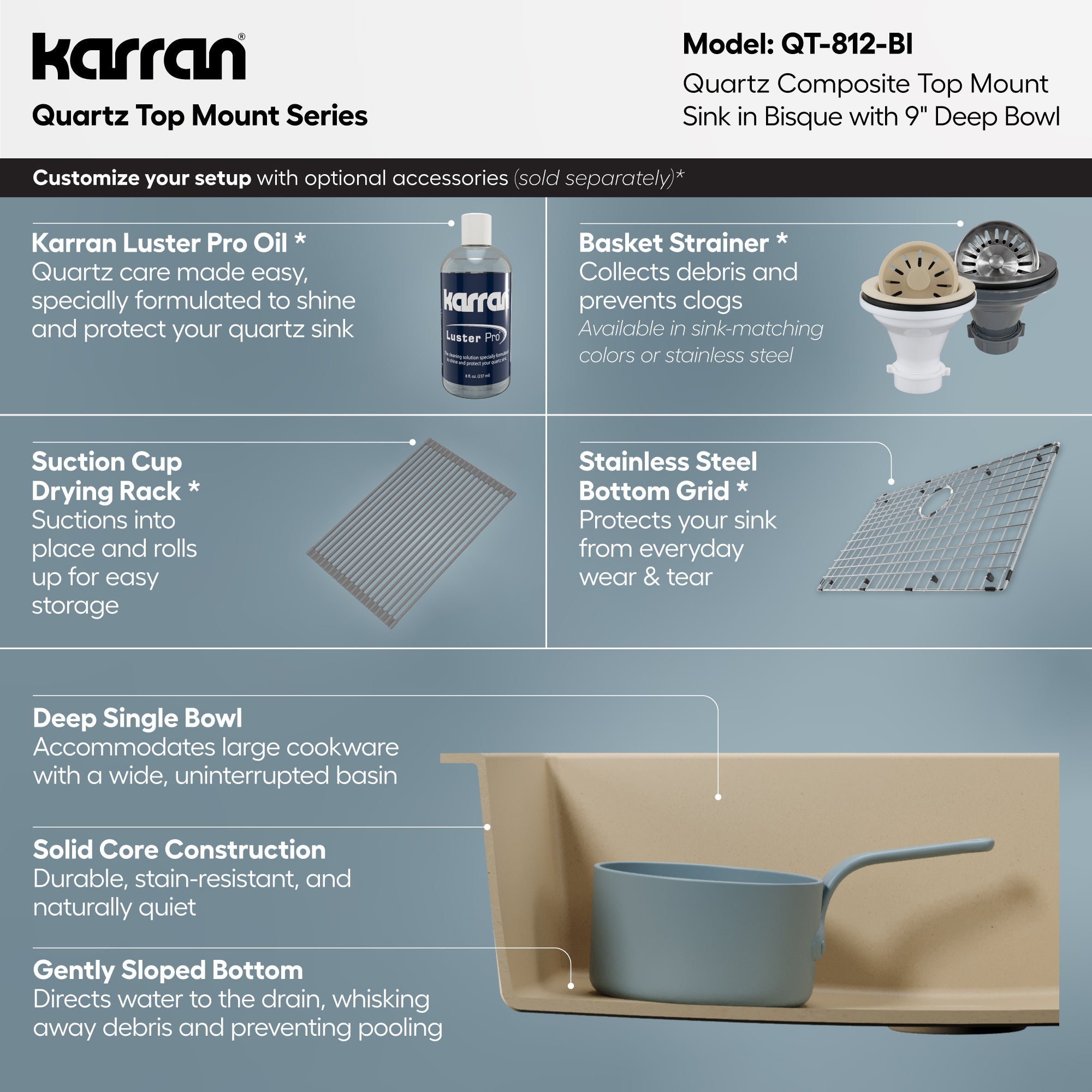 33" Top Mount Large Single Bowl Quartz Composite Kitchen Sink In Bisque