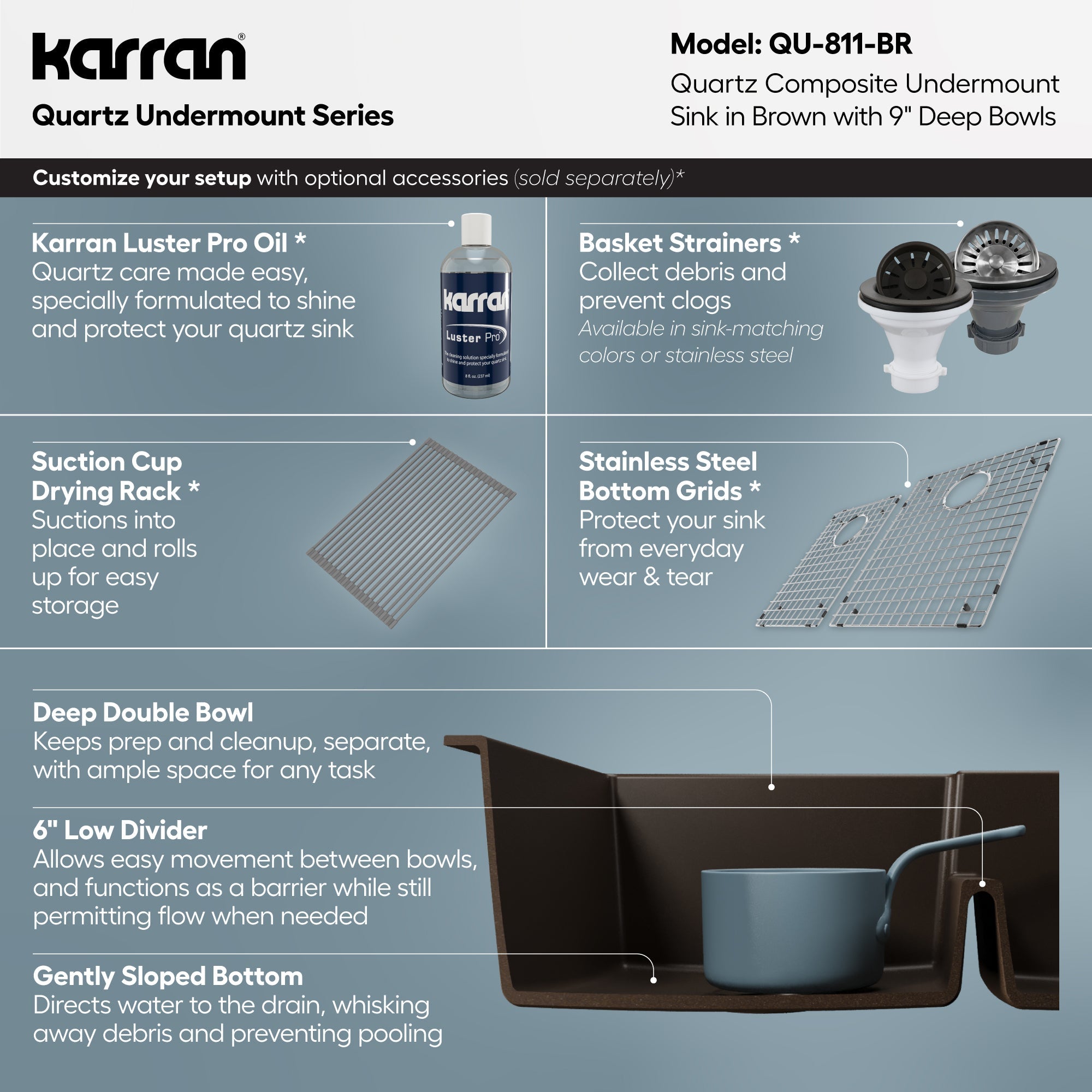 32-1/4" Undermount Double Offset Bowl Quartz Composite Kitchen Sink In Brown