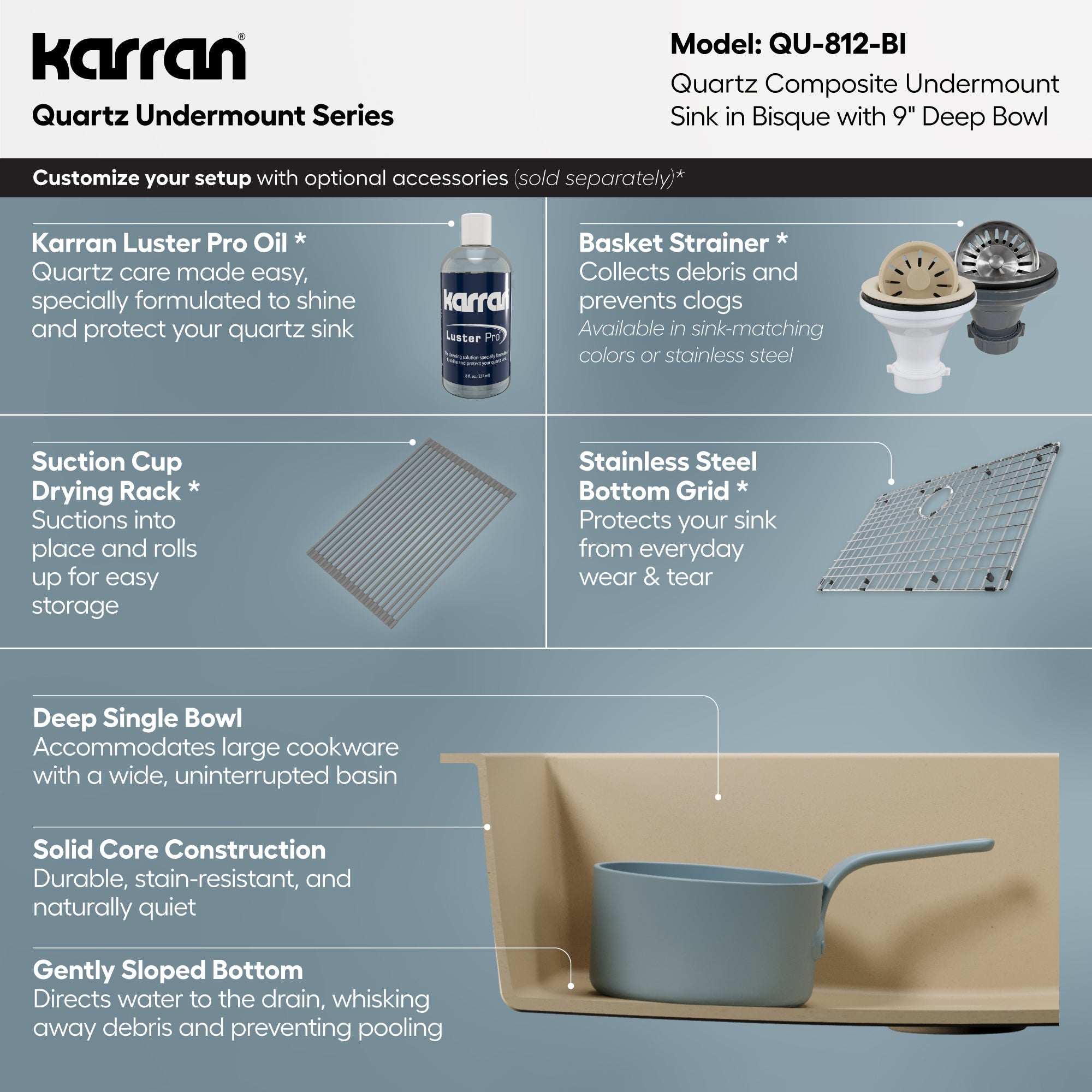 32-3/8" Undermount Large Single Bowl Quartz Composite Kitchen Sink In Bisque