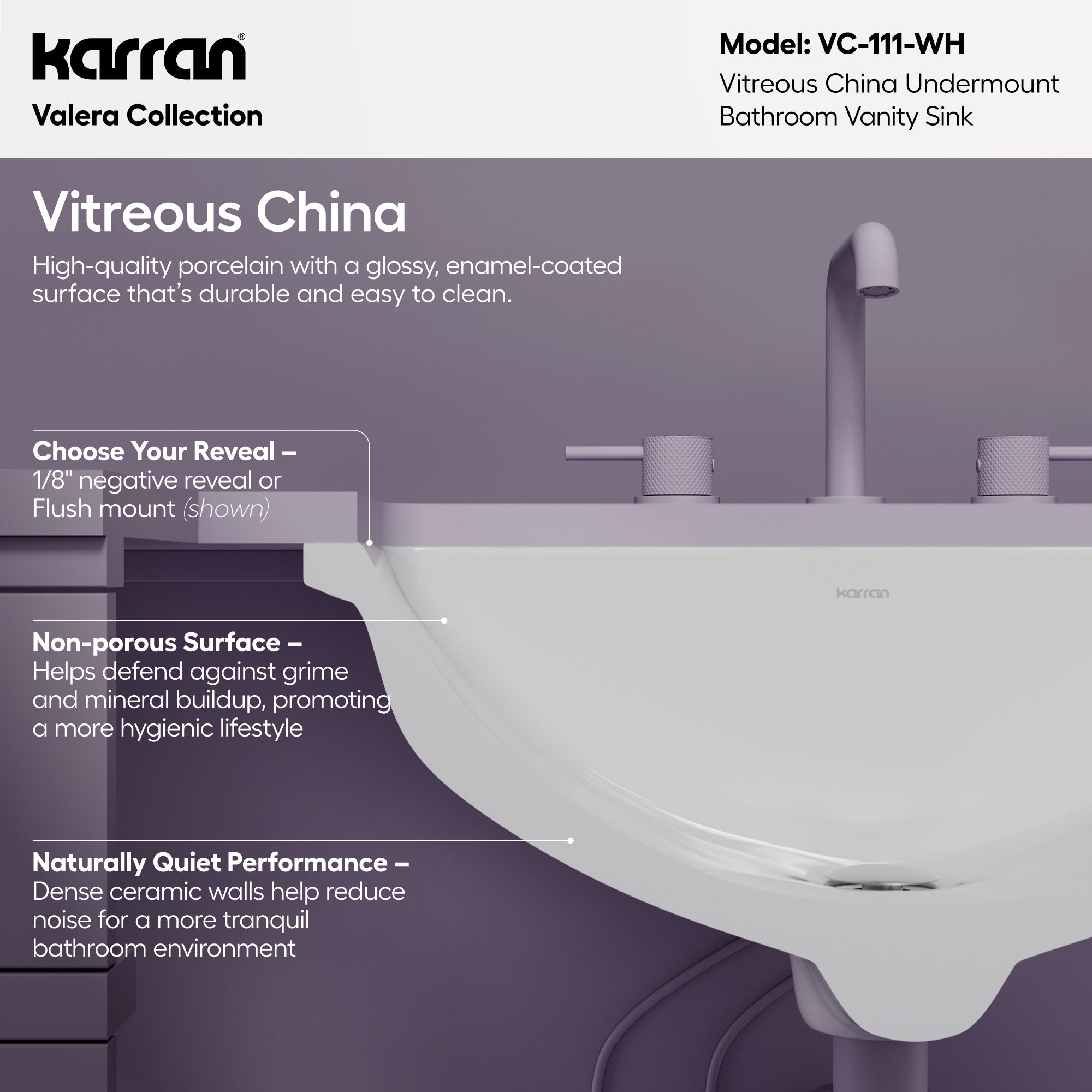 Valera 21" Rectangular Undermount Vitreous China Bathroom Sink In White