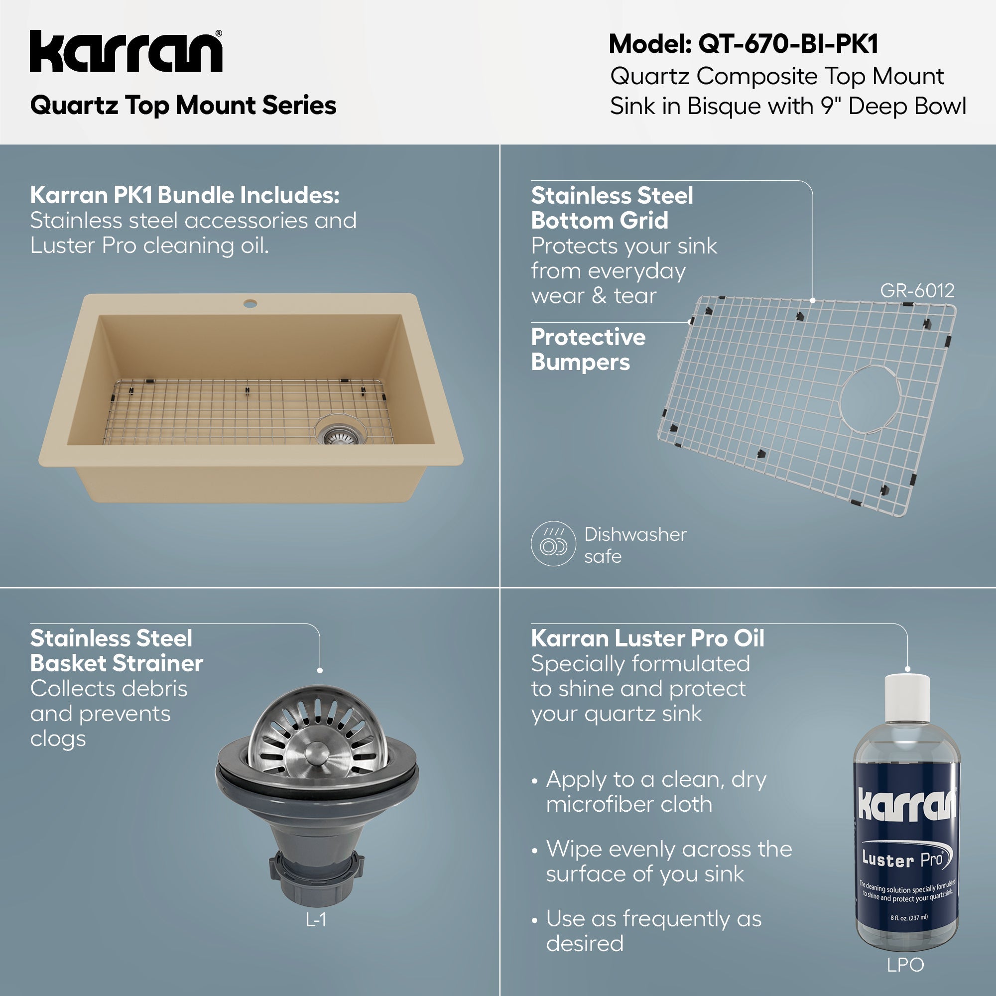 33" Top Mount Large Single Bowl Quartz Composite Kitchen Sink Kit In Bisque