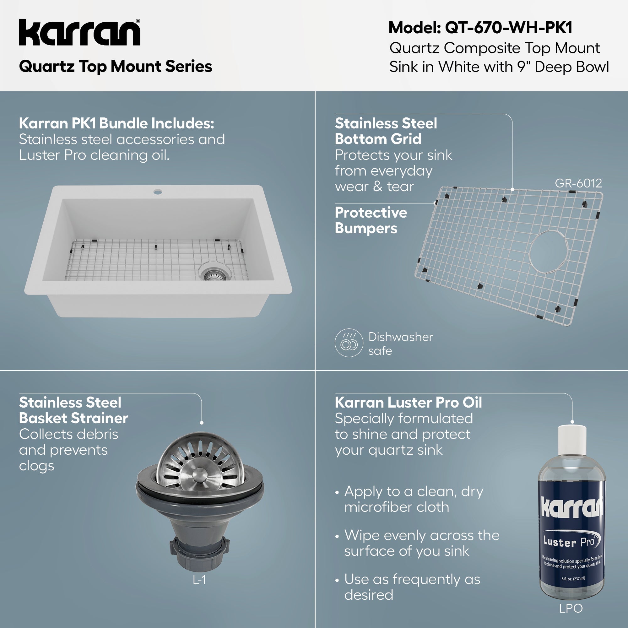 33" Top Mount Large Single Bowl Quartz Composite Kitchen Sink Kit In White