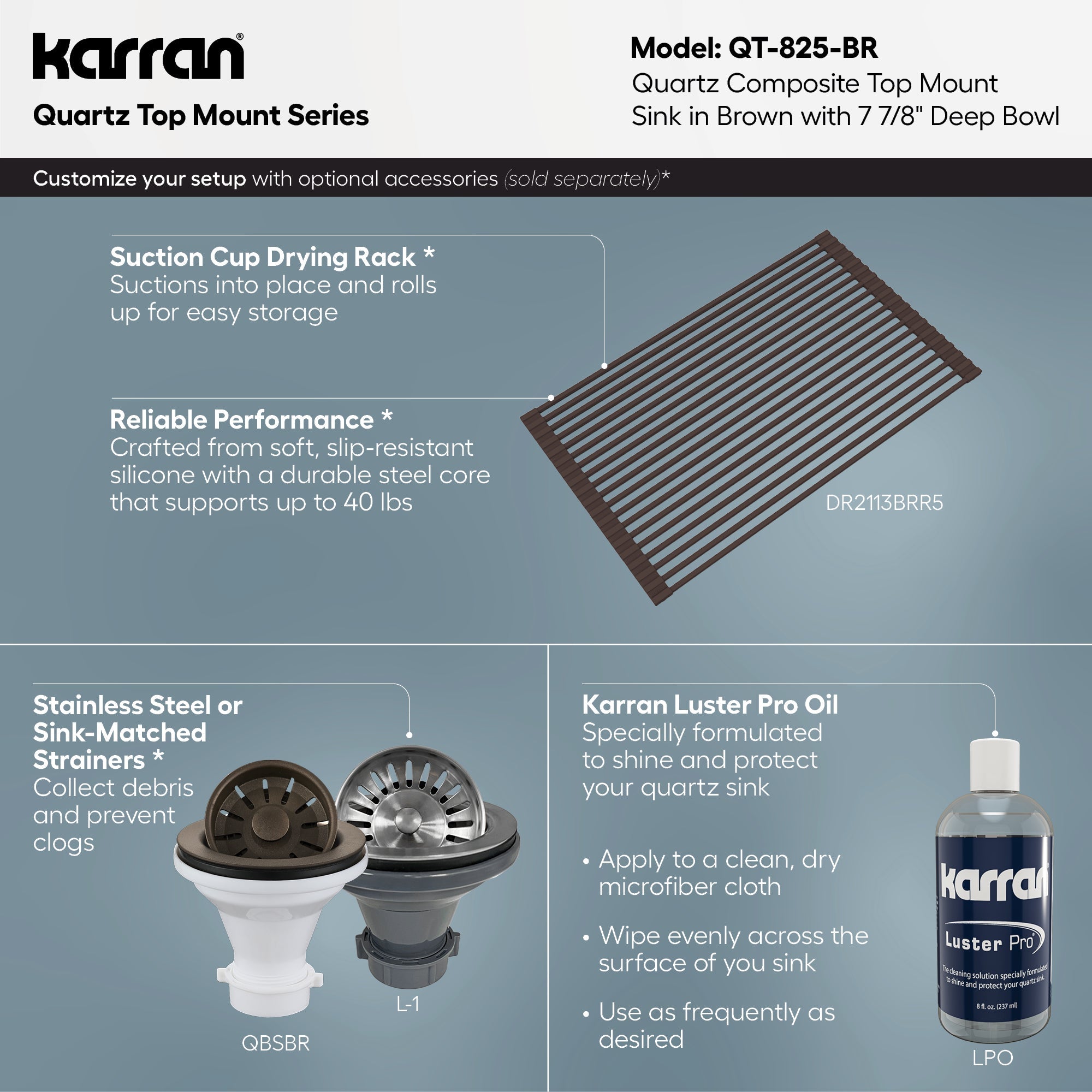 15-3/4" Top Mount Quartz Composite Bar/Prep Sink In Brown