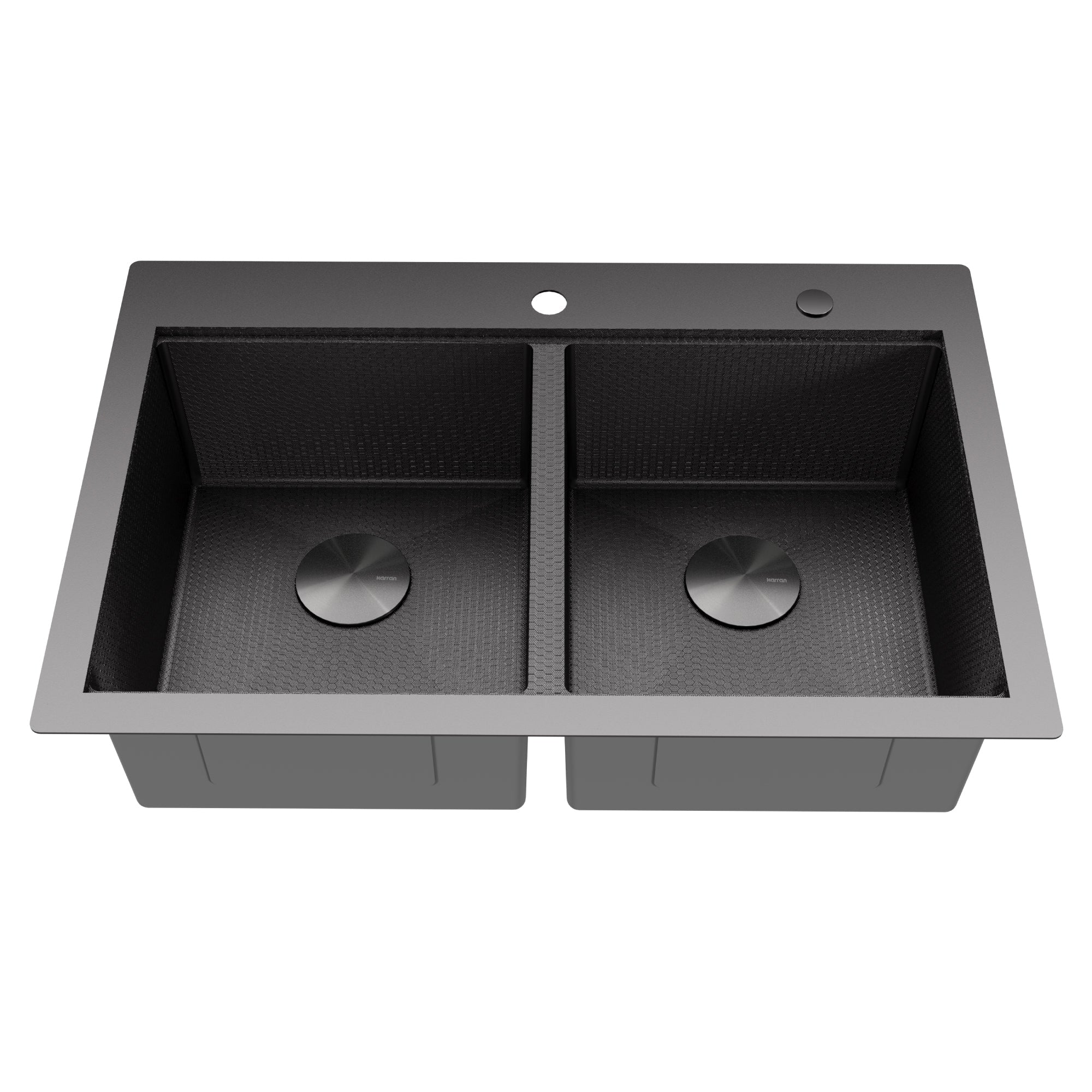 Matrix 33" Top Mount Workstation 16 Gauge Double Bowl Stainless Steel Kitchen Sink In Gunmetal Grey with Accessories