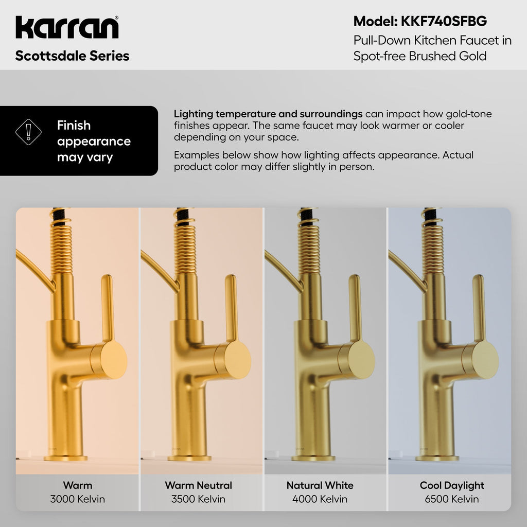Scottsdale Single Handle Commercial Pull-Down Sprayer Kitchen Faucet In Spot-Free Brushed Gold